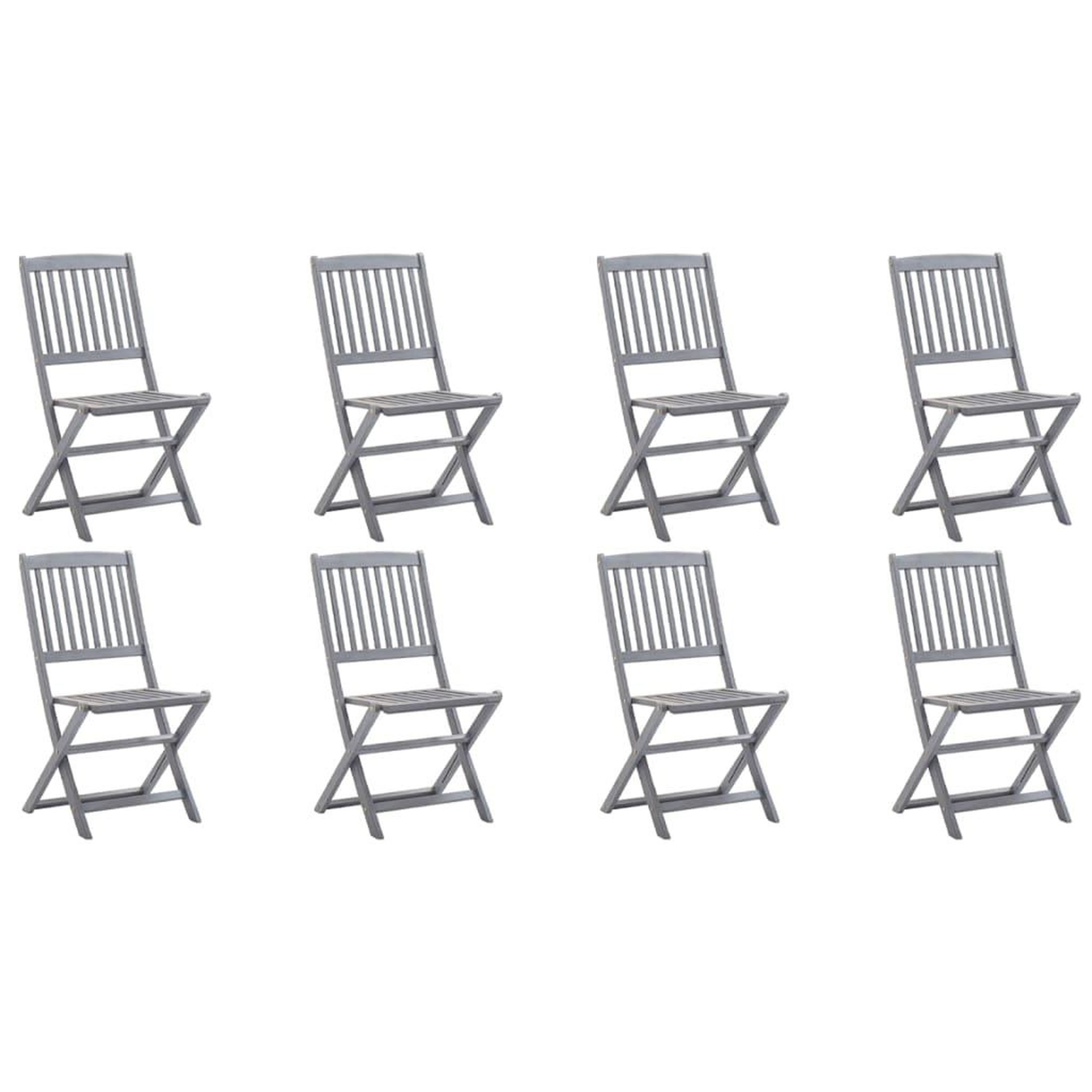 Voir la diapositive 2 : VIDAXL Chaises pliables d'exterieur lot de 8 et coussins Bois d'acacia