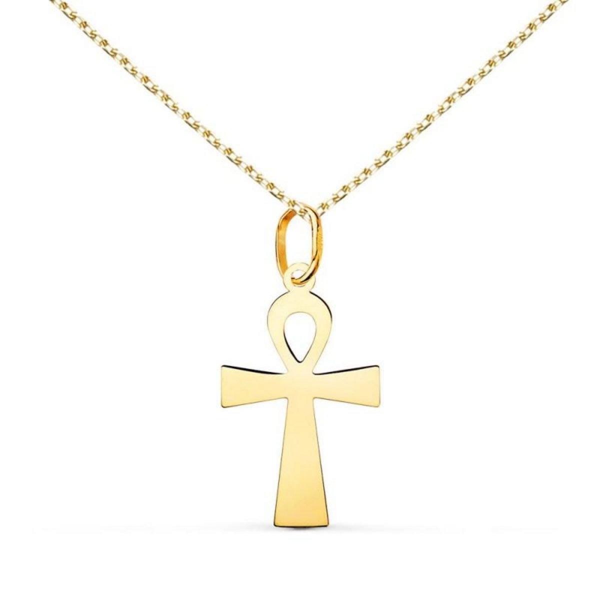 L'ATELIER D'AZUR Collier - Médaille Croix de la Vie Or 18 Carats 750/000 Jaune - Chaine Dorée