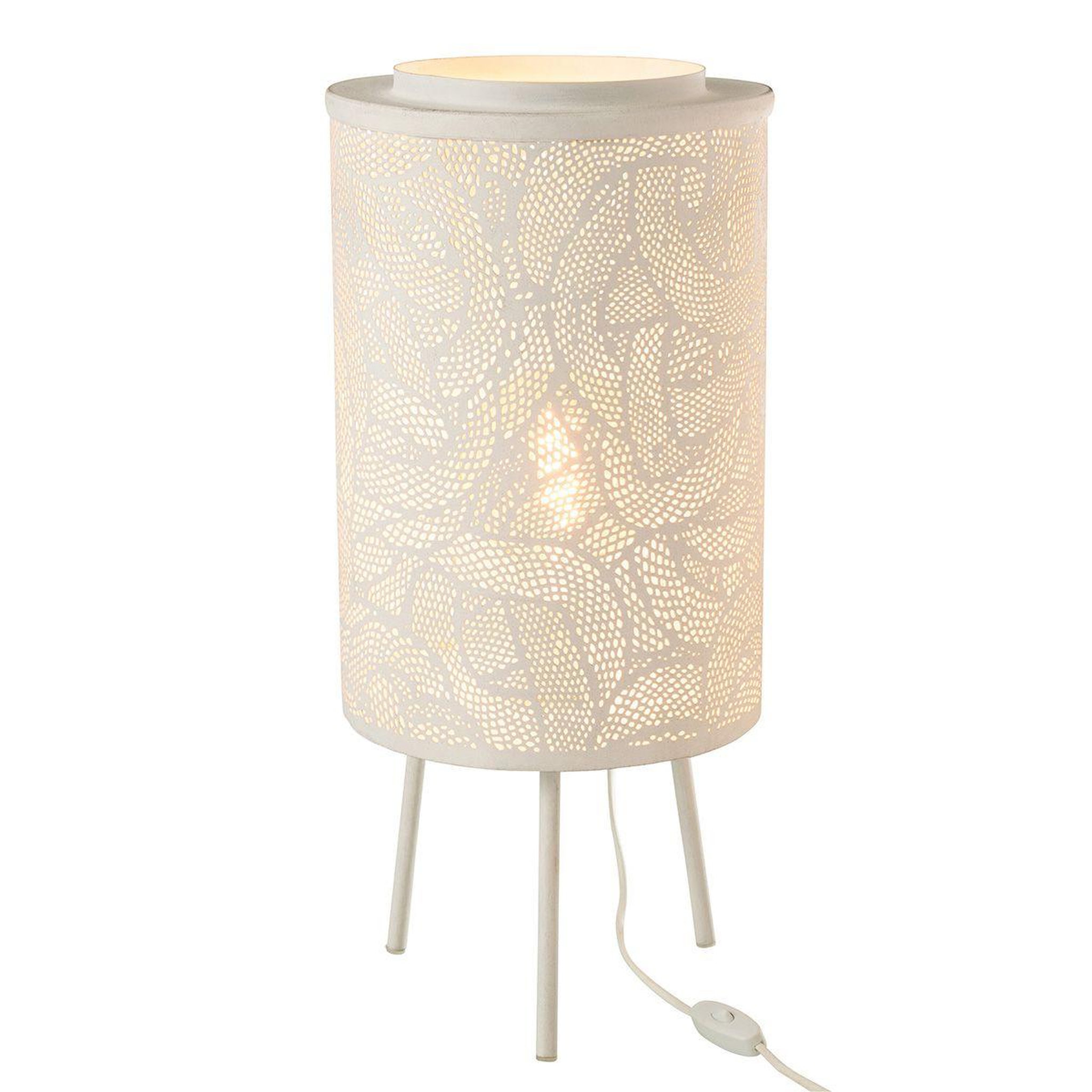 Voir la diapositive 2 : J-LINE Lampe à poser en métal  perforée  65cm blanc