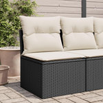 VIDAXL Chaise de jardin sans accoudoirs avec coussins noir poly rotin