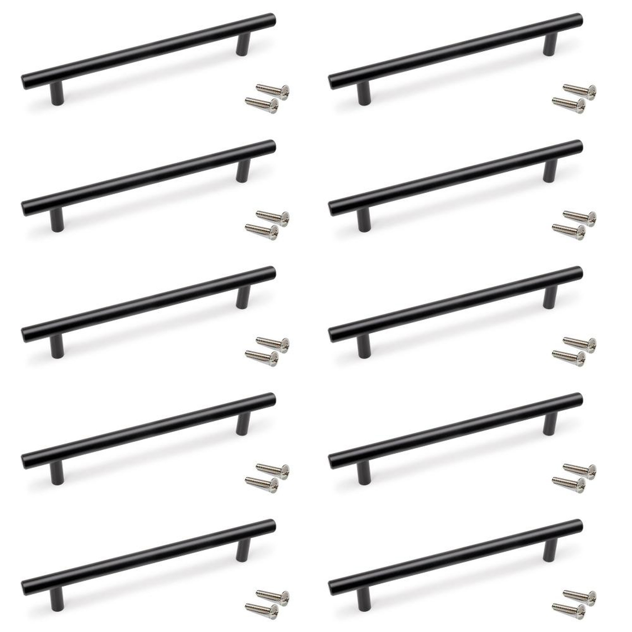 EMUCA SRL Lot de 10 poignées pour meubles Orlando -  L252mm -  entraxe 192mm -  Acier -  Peint en noir