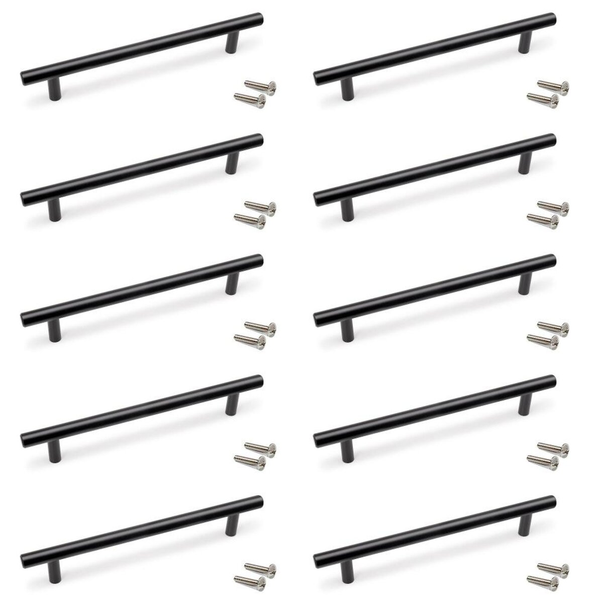 EMUCA SRL Lot de 10 poignées pour meubles Orlando -  L252mm -  entraxe 192mm -  Acier -  Peint en noir