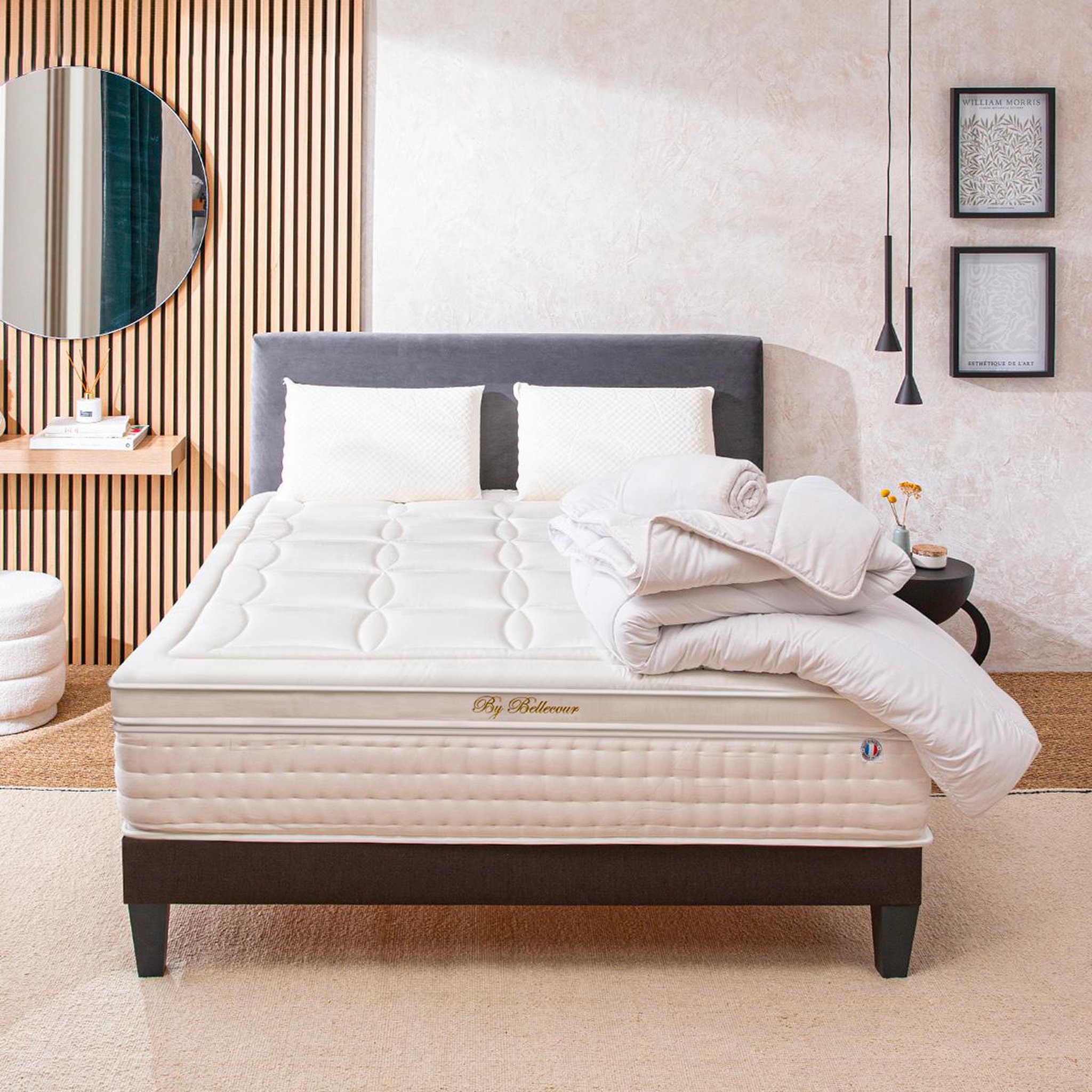 Voir la diapositive 2 : BELLECOUR Bellecour literie | pack prêt à dormir empereur | matelas mémoire de forme + sommier + accessoires