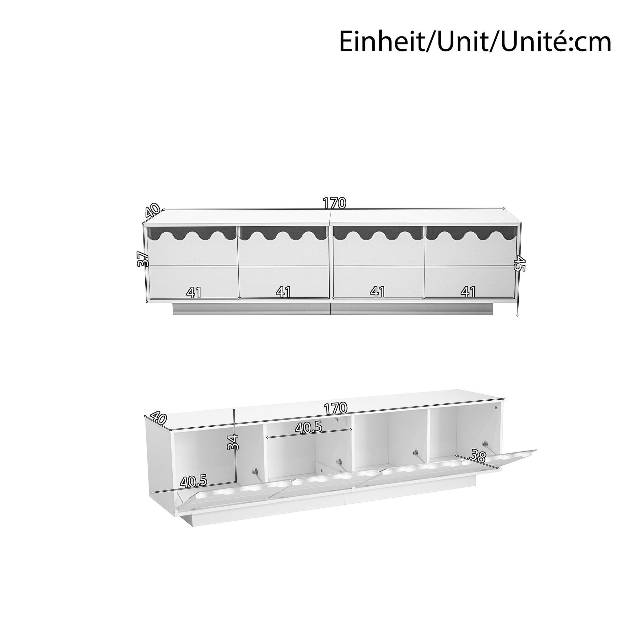 Voir la diapositive 3 : MERAX Meuble tv blanc 170 cm mdf