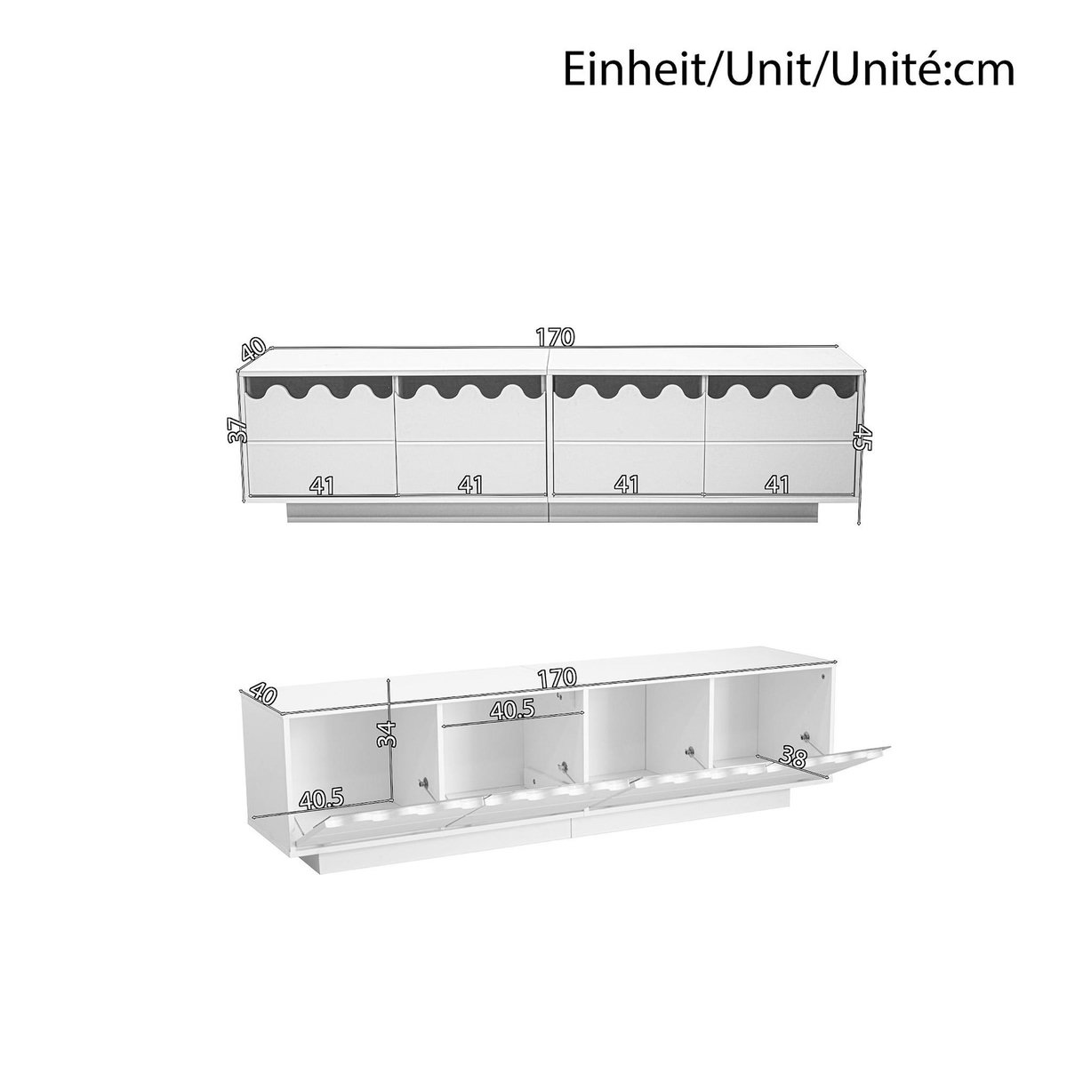 MERAX Meuble tv blanc 170 cm mdf