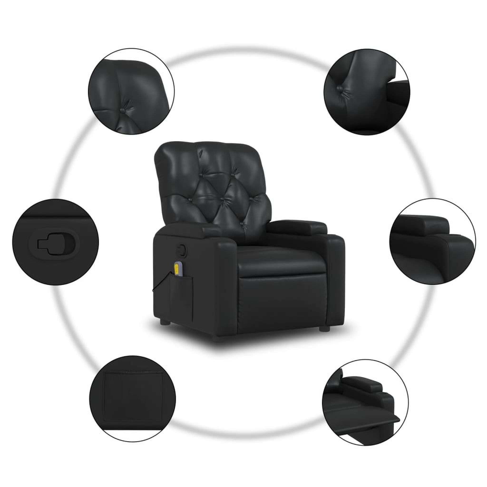 Voir la diapositive 5 : VIDAXL Fauteuil inclinable Noir Similicuir