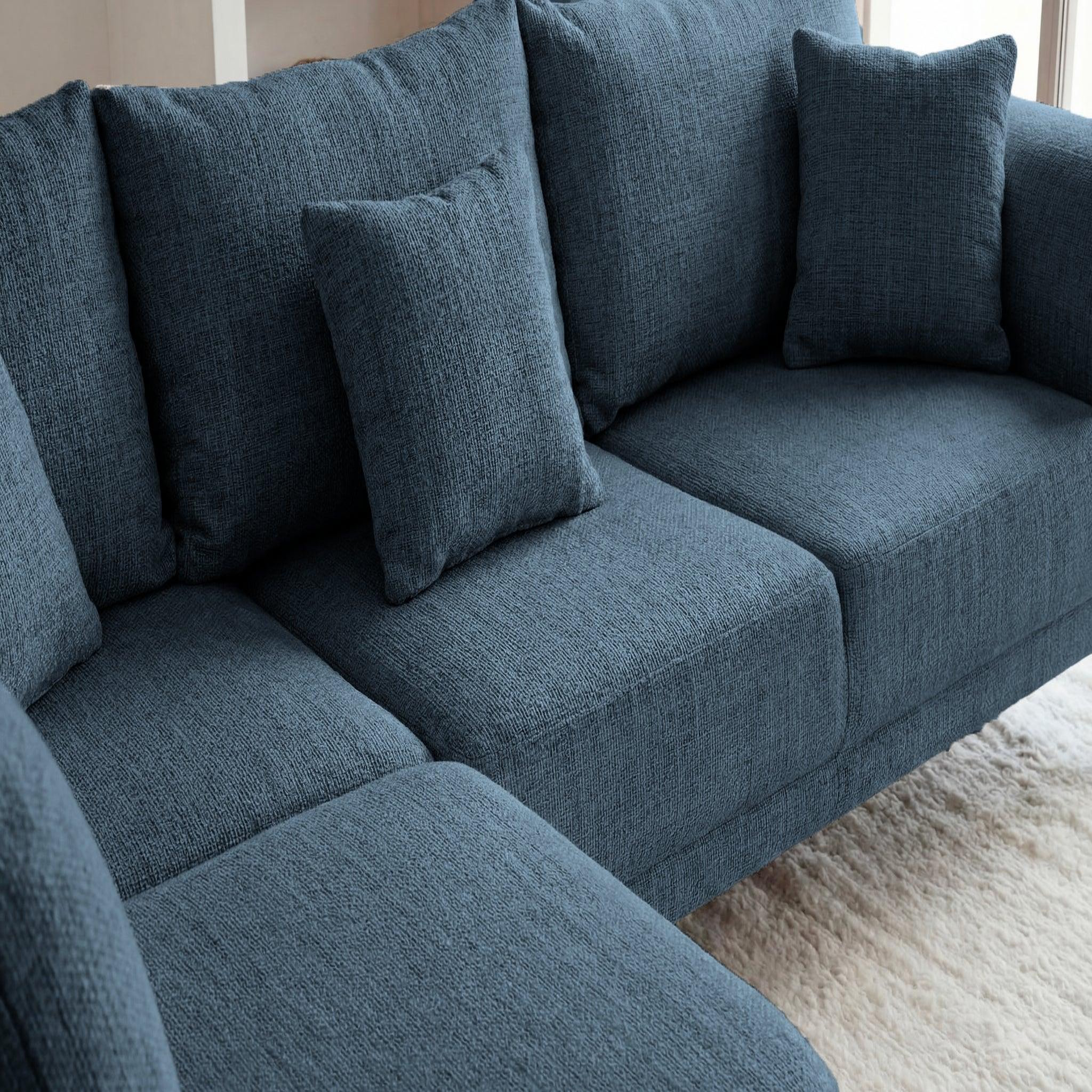 Voir la diapositive 4 : CASANOVA PARIS Bianca - canapé d'angle tissu chenille 4 places