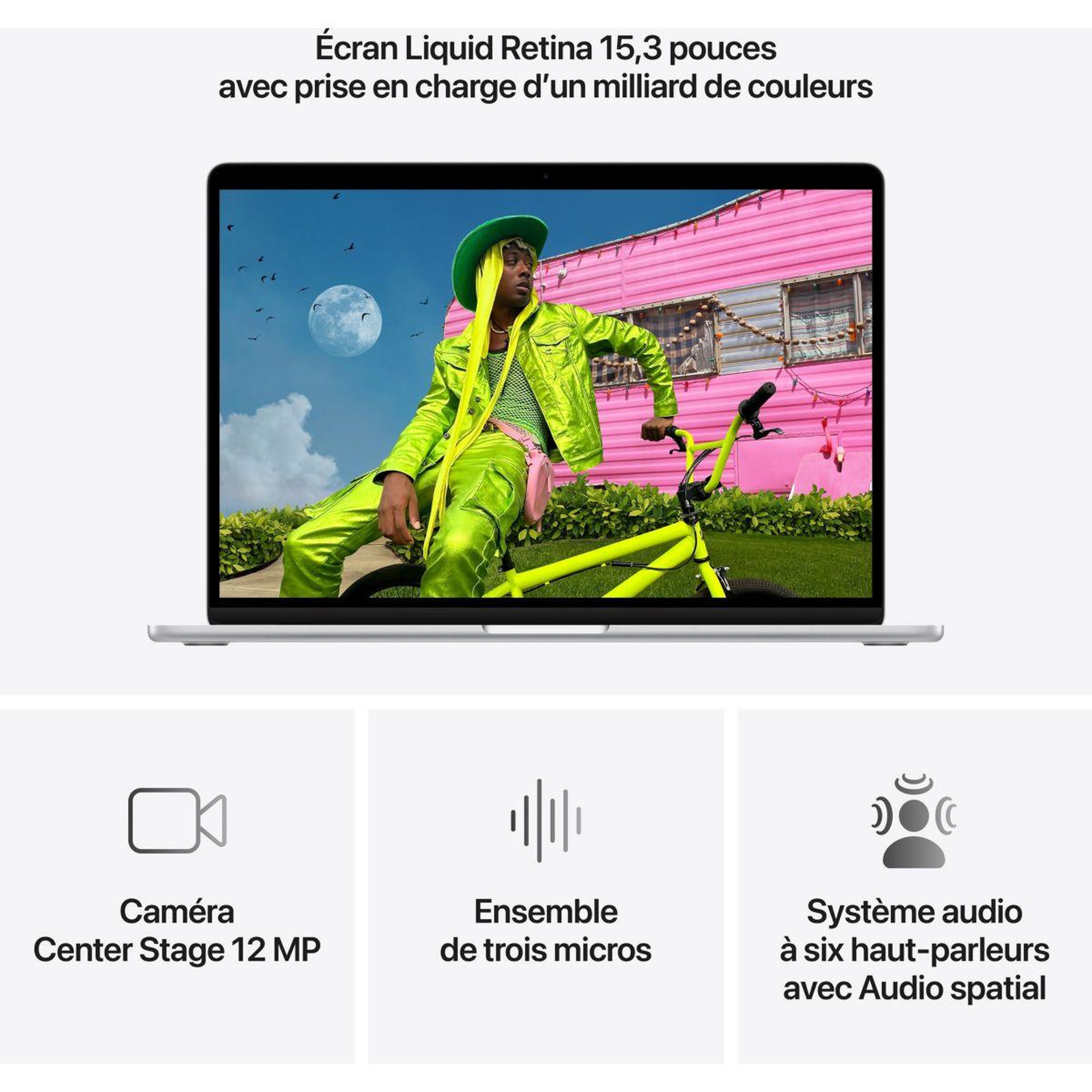 Voir la diapositive 5 : APPLE Ordinateur apple air 15  puce m5 cpu 10 / gpu 10 coeurs mémoire ram 16go stockage 512go ssd argent