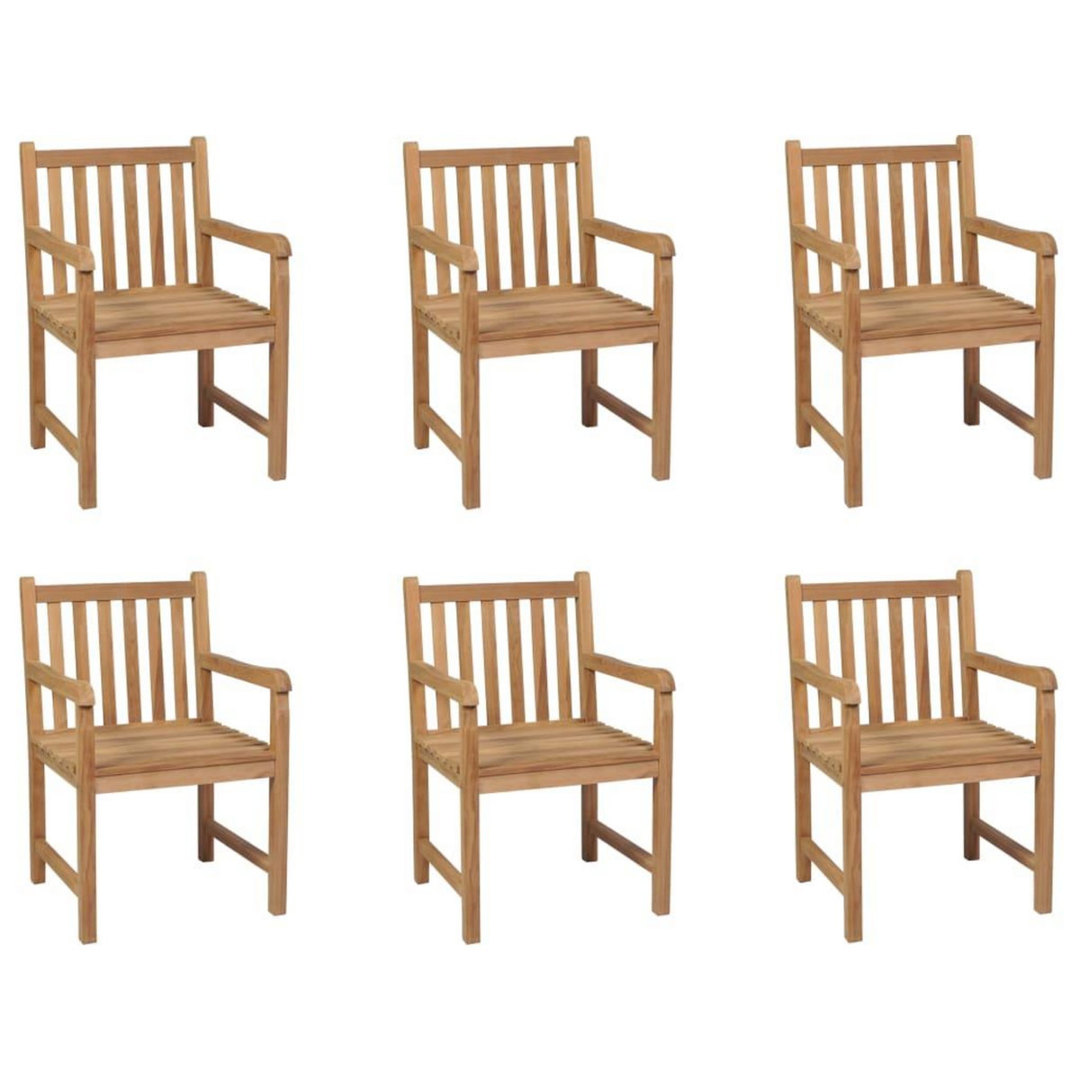 VIDAXL Chaises d'exterieur lot de 6 Bois de teck solide