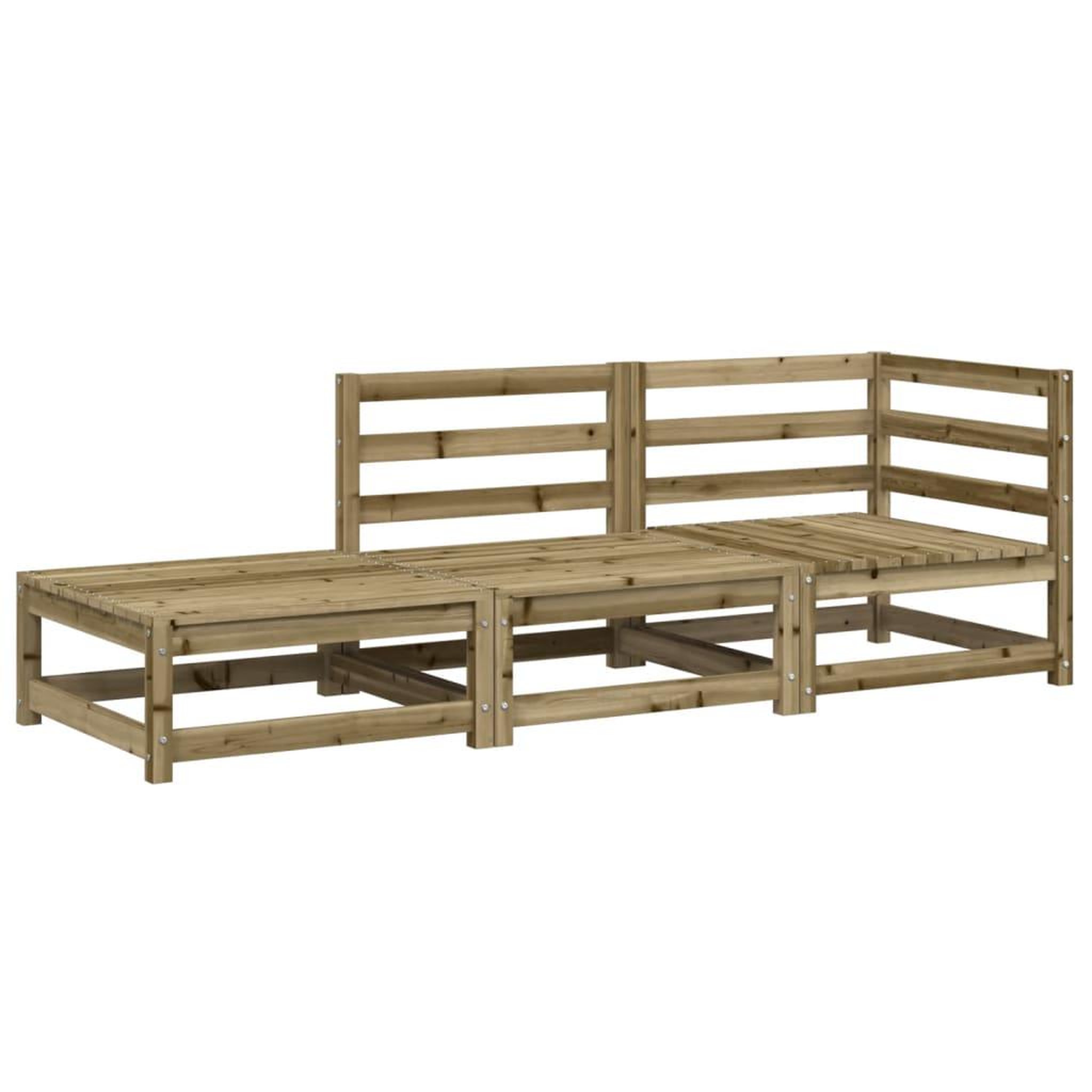 Voir la diapositive 2 : VIDAXL Canape de jardin et repose-pieds 2 places bois de pin impregne