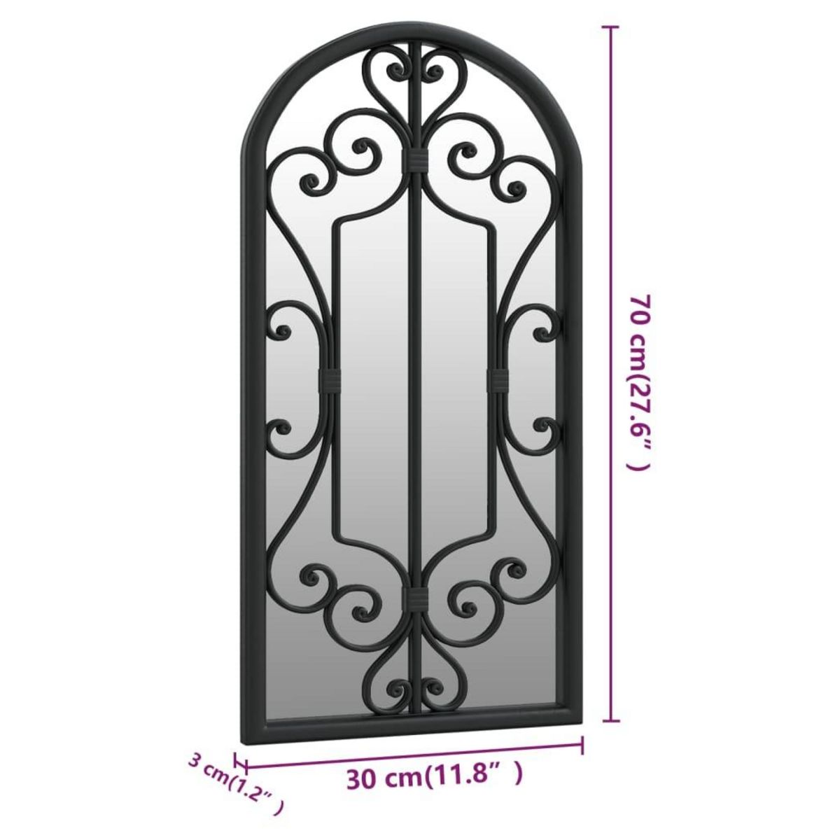 VIDAXL Miroir de jardin Noir 70x30 cm Fer pour utilisation exterieure