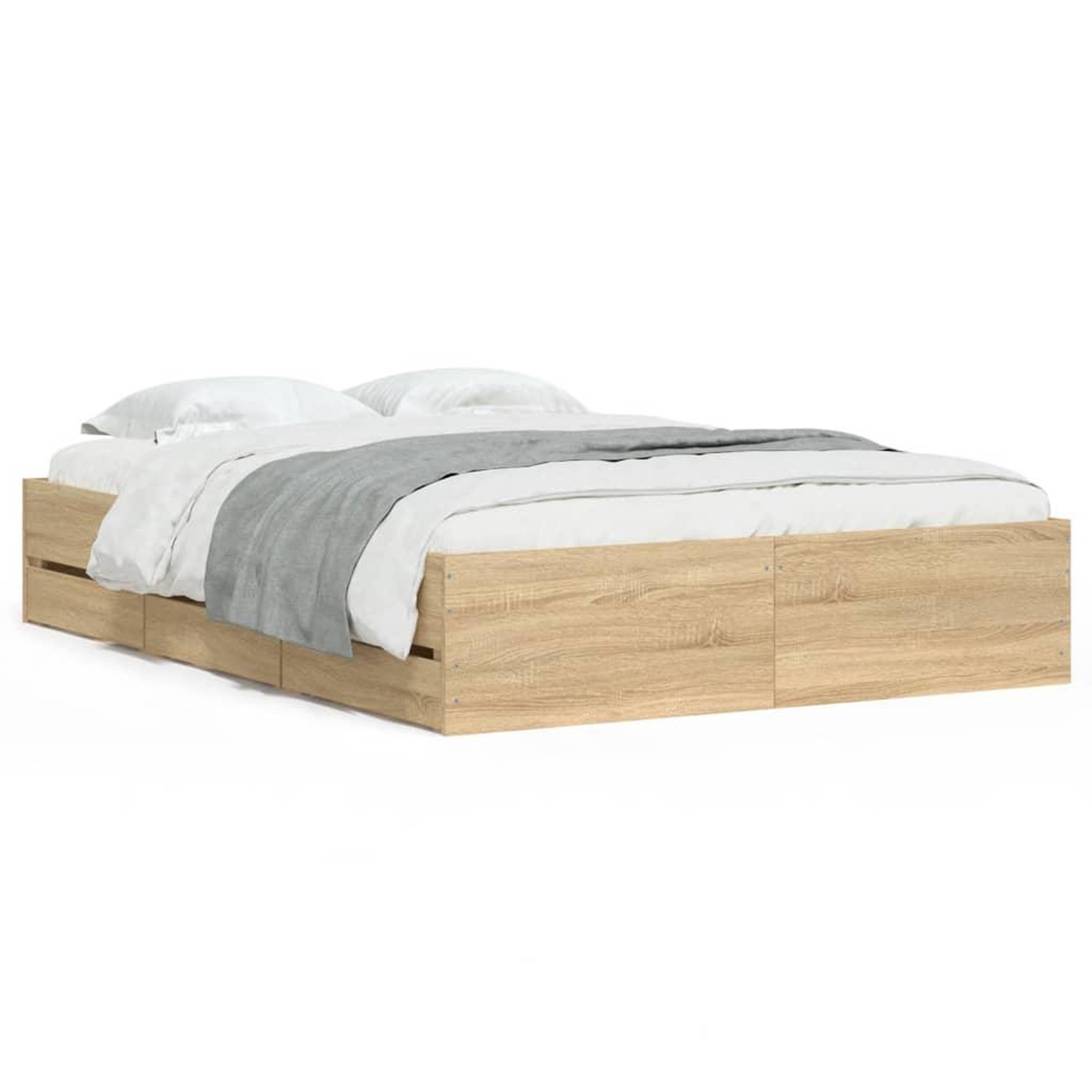 Voir la diapositive 2 : VIDAXL Cadre de lit avec tiroirs sans matelas chene sonoma 120x190 cm