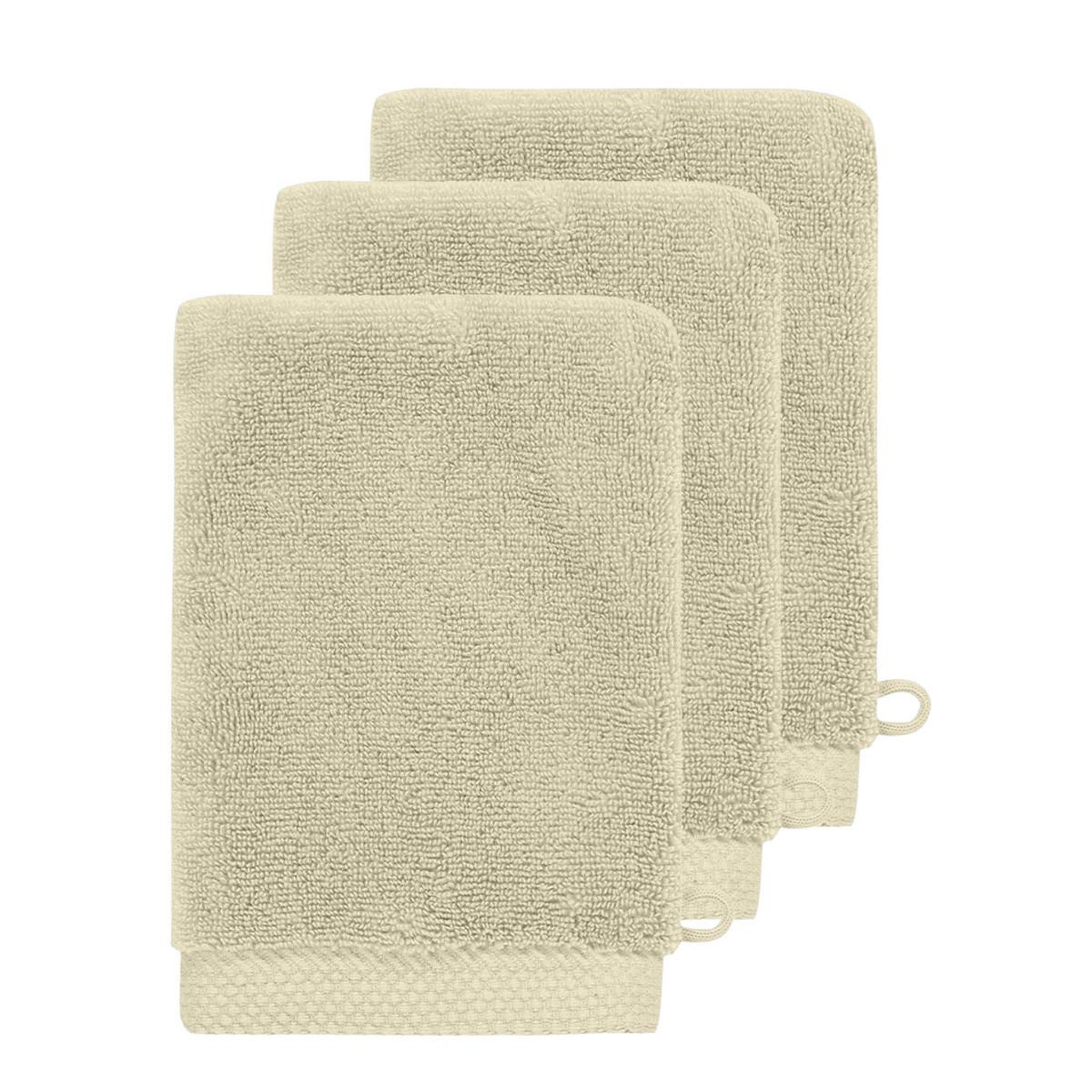 Sensei Maison 3 gants de toilette Zéro Twist 560 g/m² SENSOFT - 16x22 cm. Coloris disponibles : Bleu, Marron, Beige, Noir, Vert, Orange, Rose, Gris, Blanc