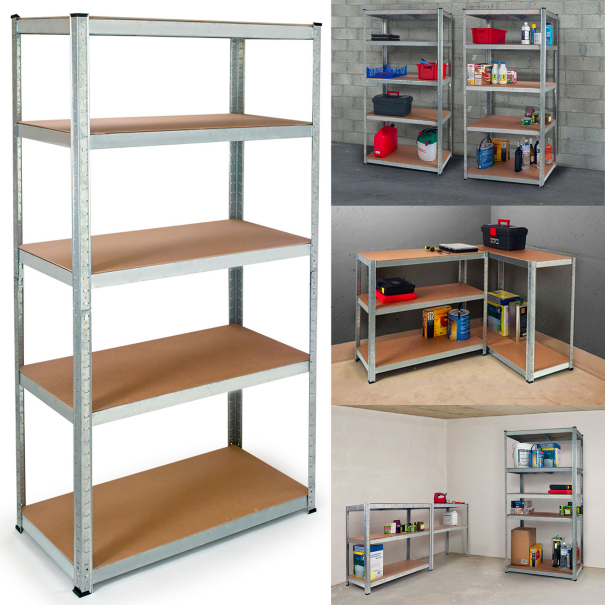 ID MARKET Lot de 2 étagères modulables charges lourdes en métal 10 plateaux