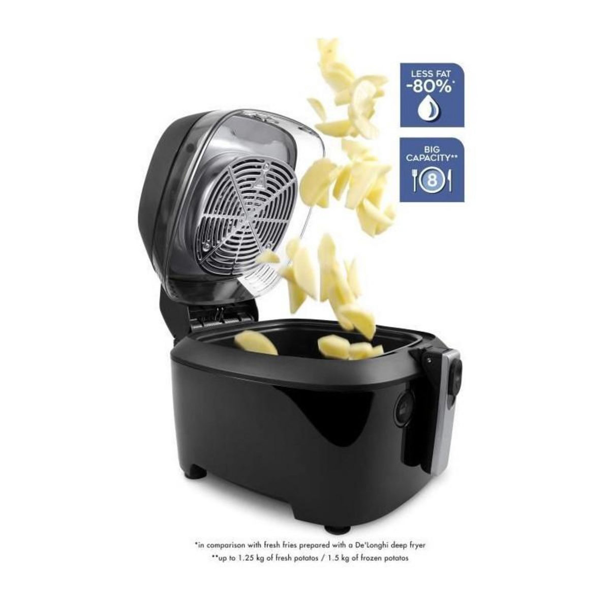 DELONGHI Friteuse Electrique sans huile Delonghi FH2394 - Capacité : 1,5kg - 1400W - Cuve anti-adhérente