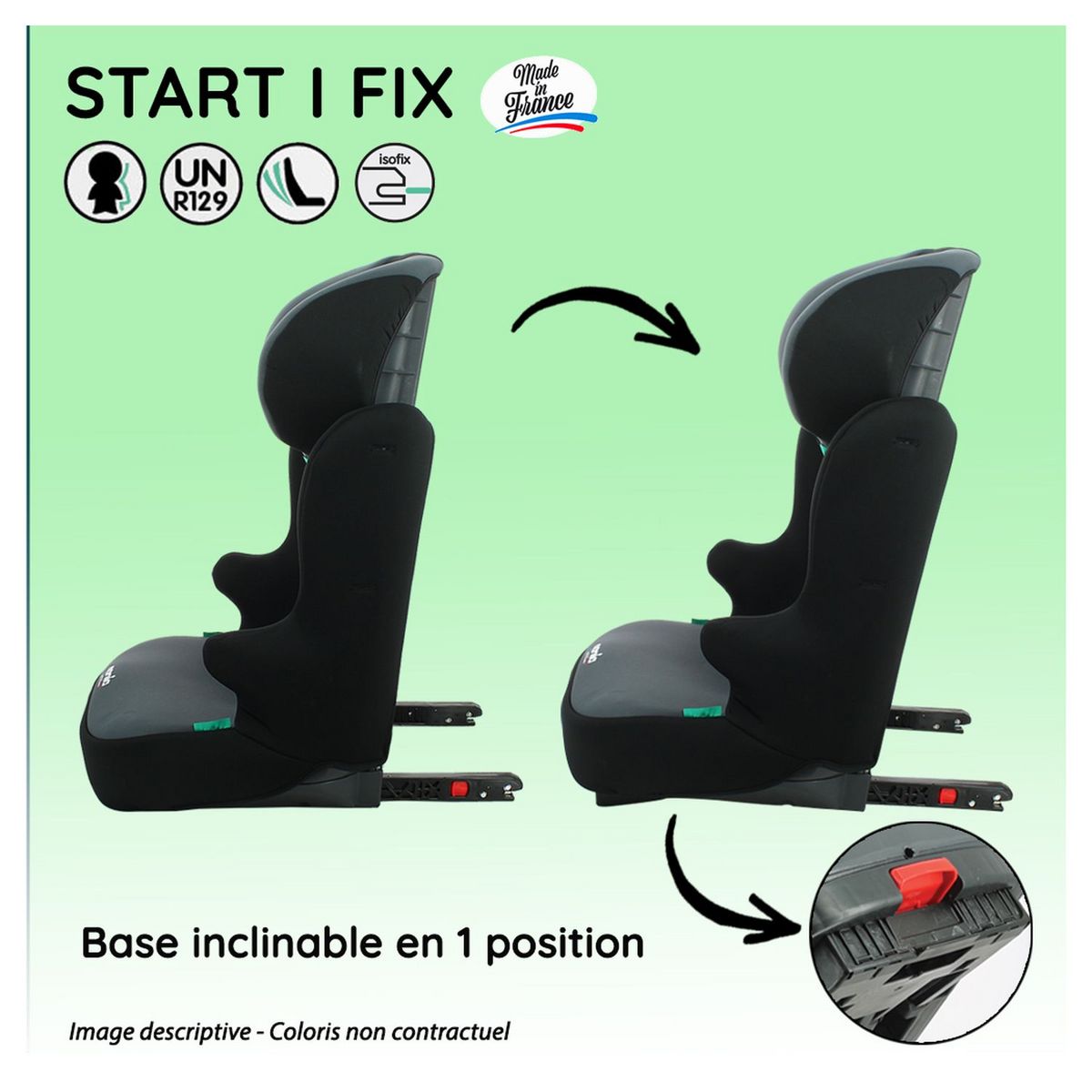 NANIA Siège auto Rehausseur fixations isofix START I FIX 106-140 cm R129 i-Size