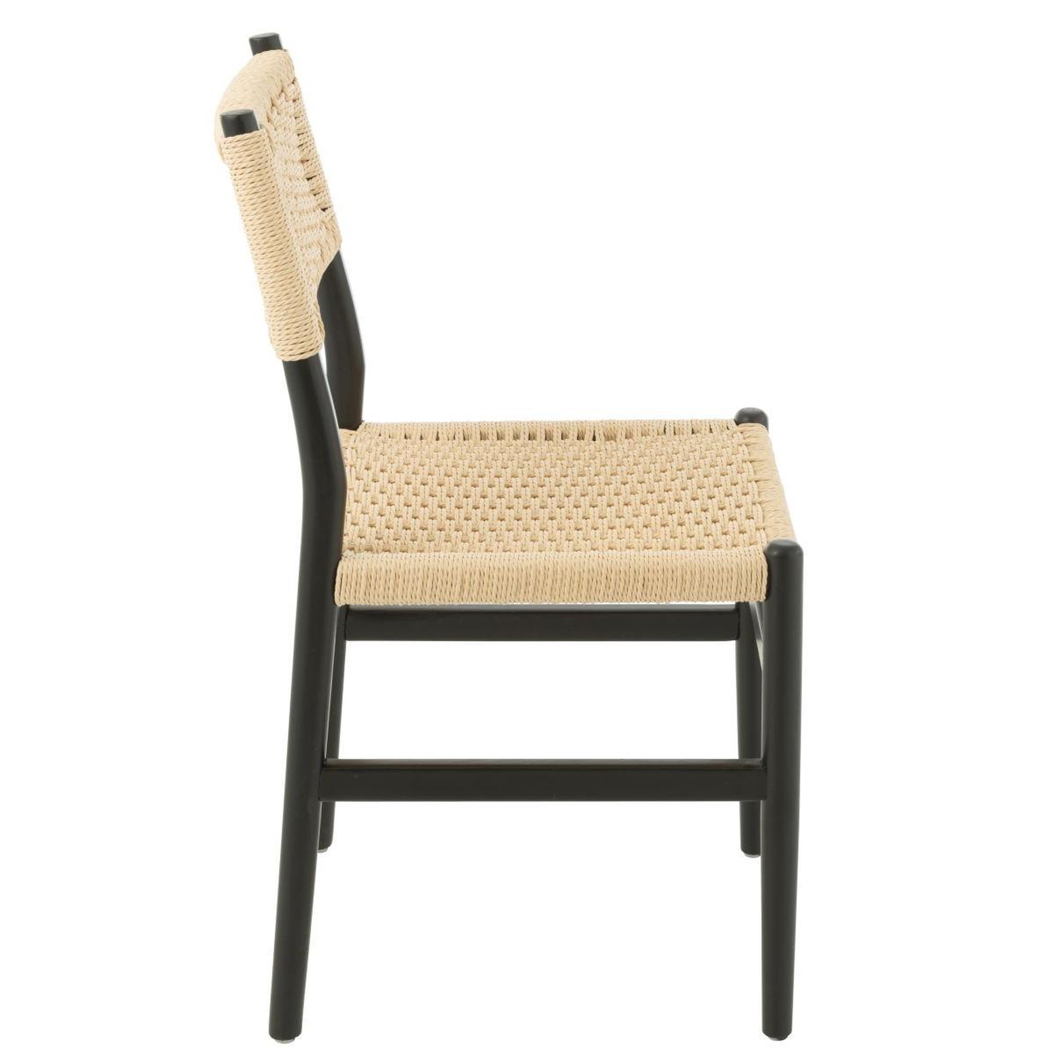 Voir la diapositive 3 : J-LINE Chaise corde en bois  lap  87cm noir