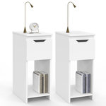 ID MARKET Lot de 2 tables de chevet ANOUK 1 tiroir avec niche blanc