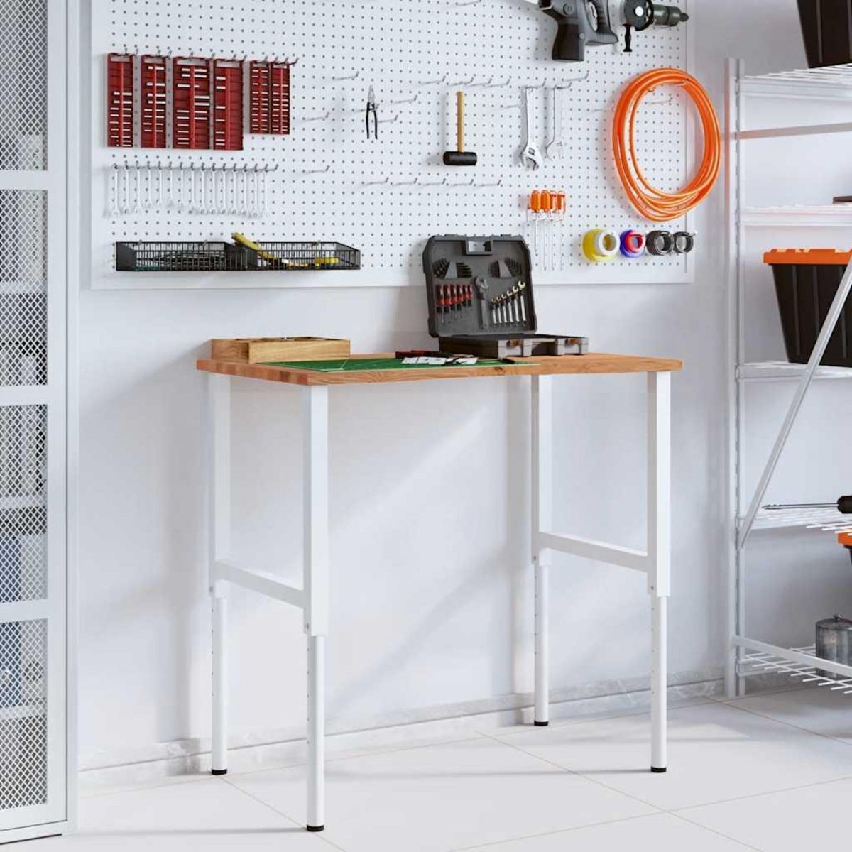 VIDAXL Etabli marron clair 100x60x(71,5-98) cm bois de chene massif