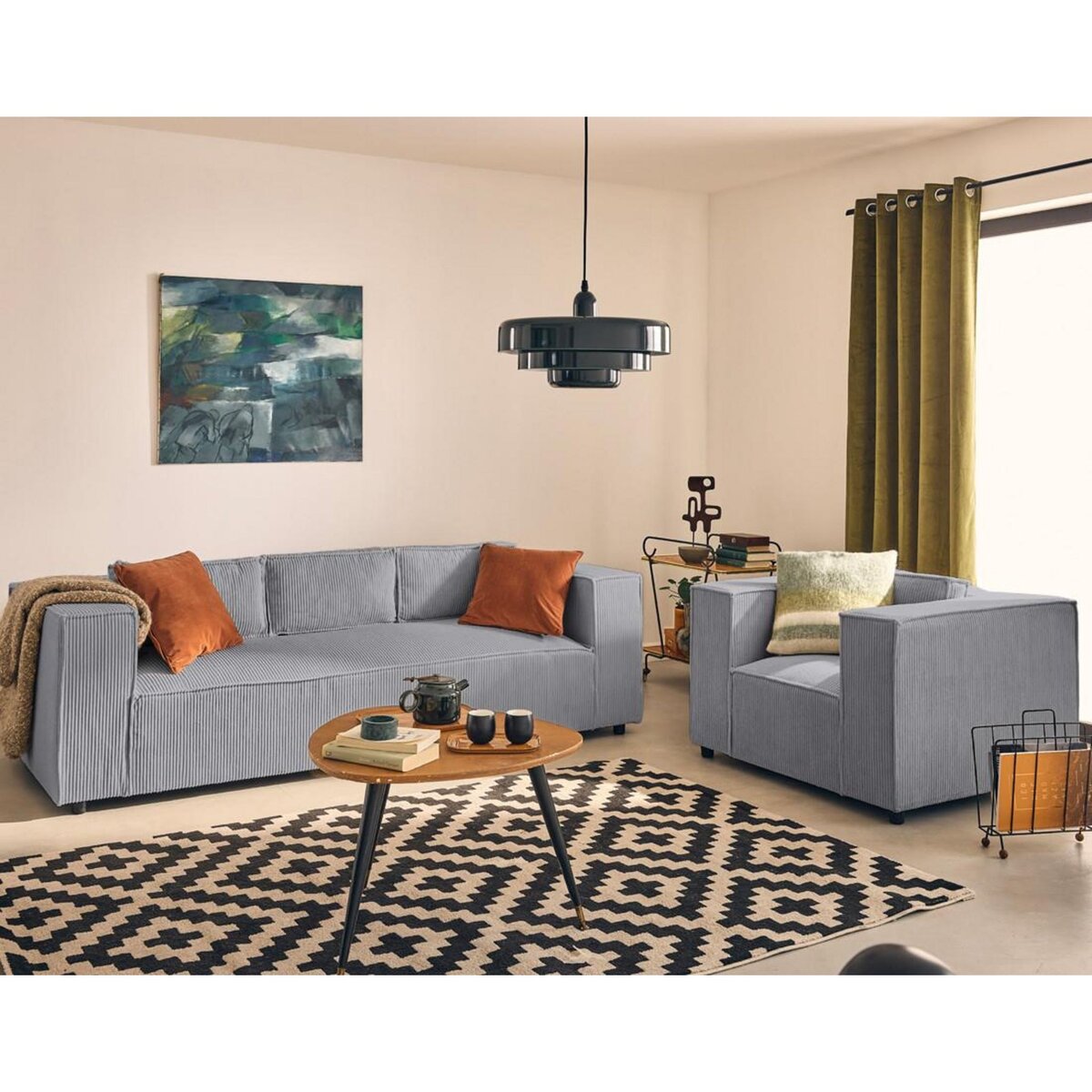 LISA DESIGN Stella - fauteuil en velours côtelé