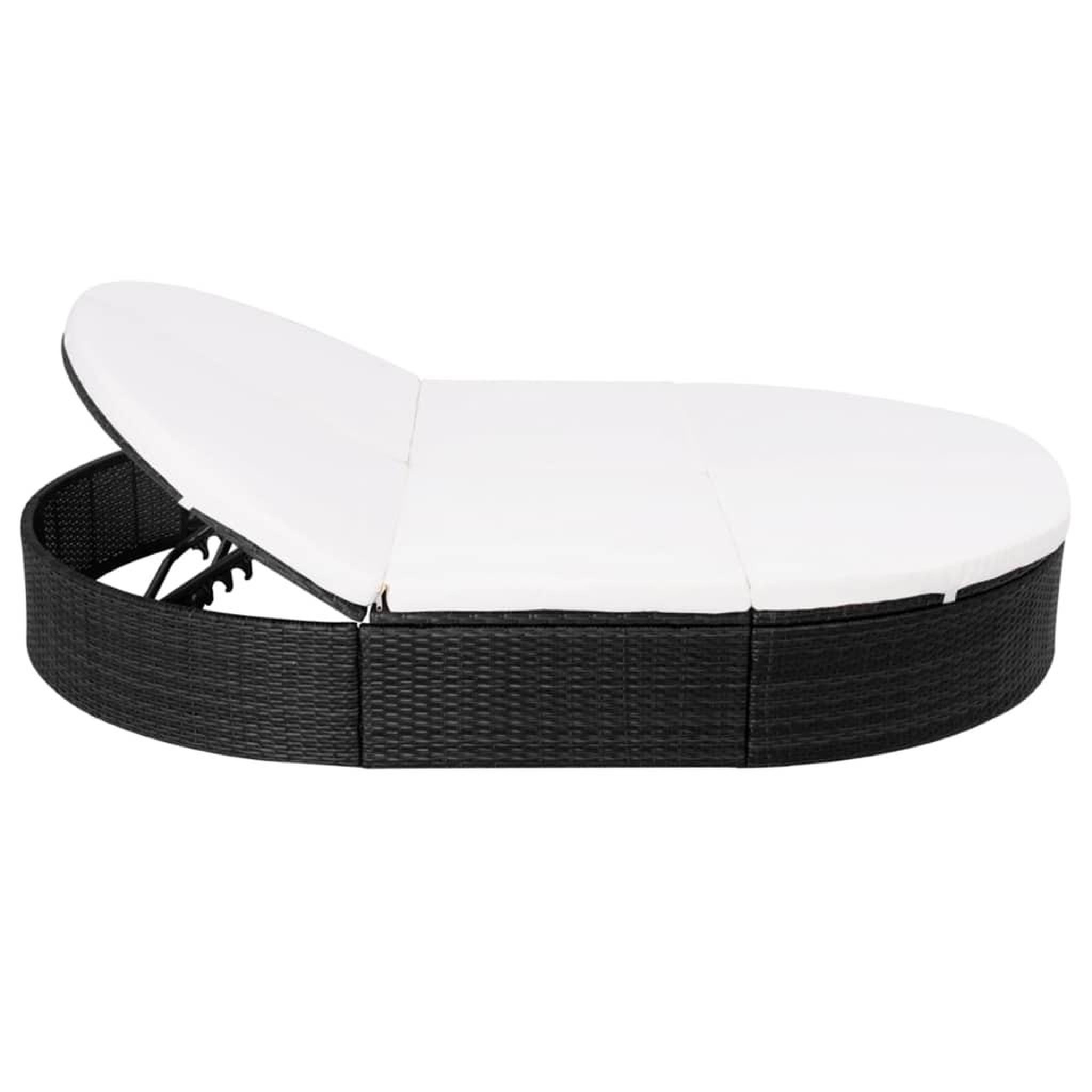Voir la diapositive 4 : VIDAXL Lit de repos d'exterieur avec coussin Resine tressee Noir