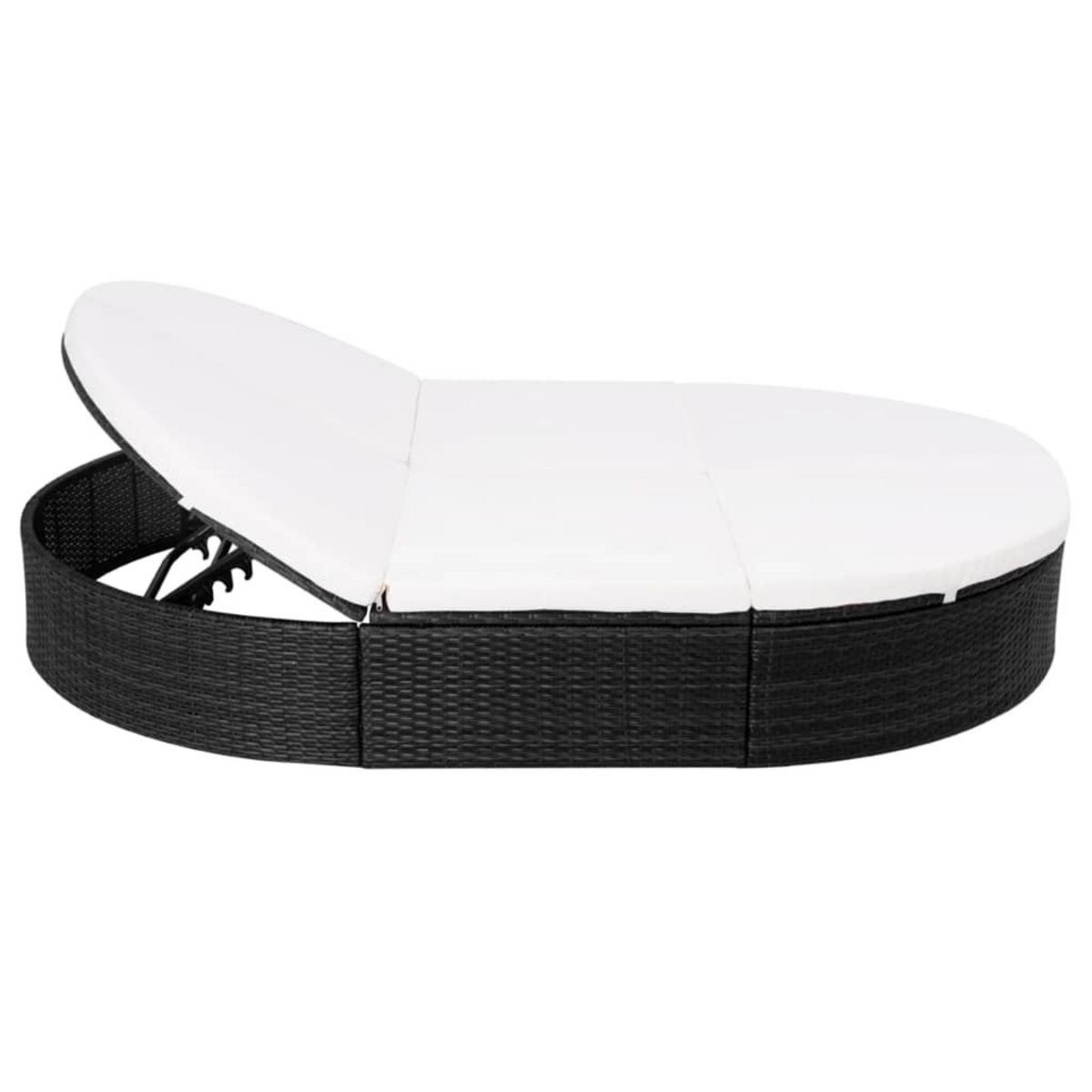 VIDAXL Lit de repos d'exterieur avec coussin Resine tressee Noir