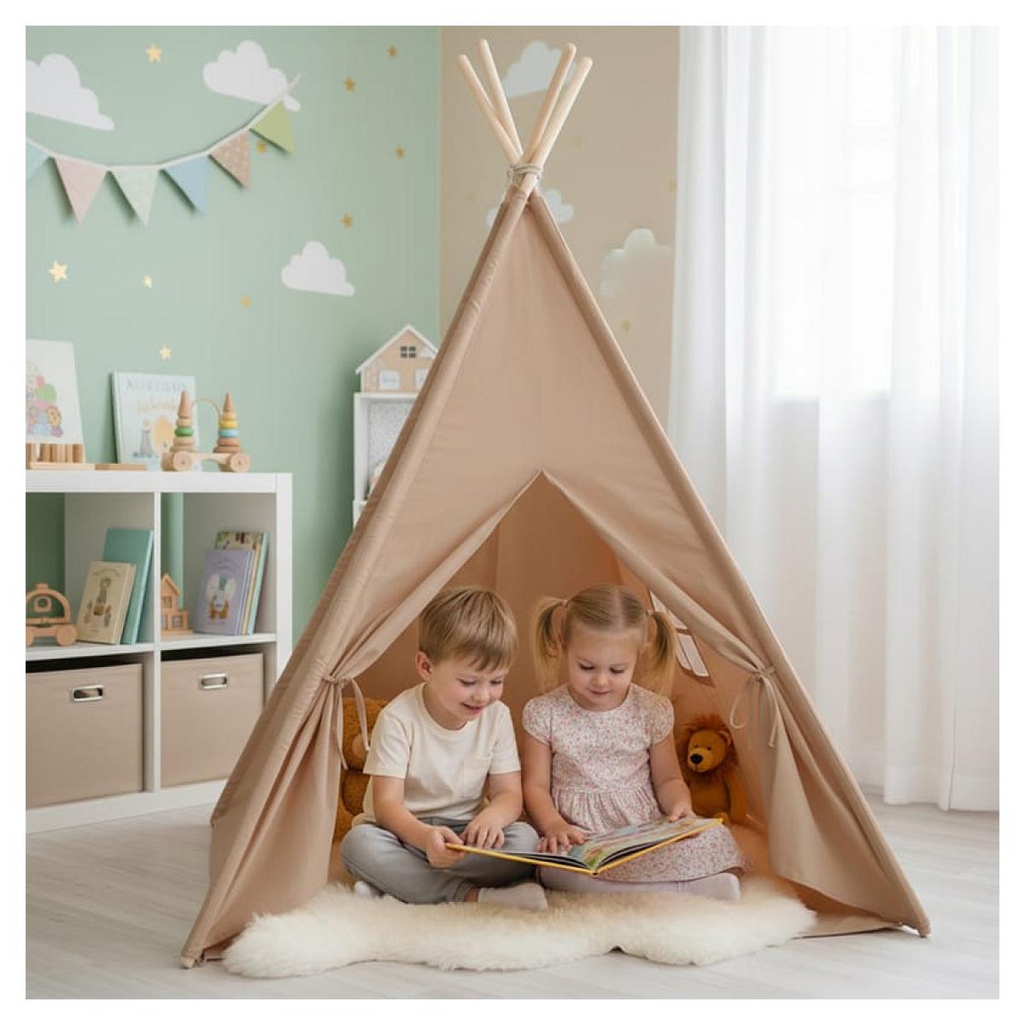 Voir la diapositive 2 : Sunny Tente enfant tipi Vera beige