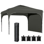 OUTSUNNY Tonnelle pop-up barnum pliant 3 x 3 x 2,65 m - paroi latérale amovible, sac transport, sacs à lester - acier toile gris
