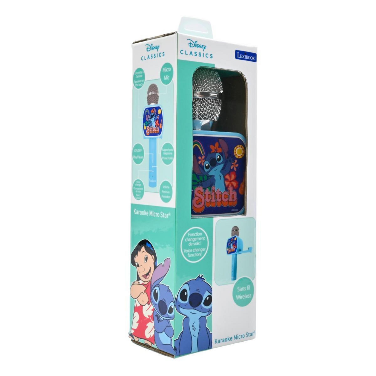 Lexibook Micro Karaoké sans fil avec enceinte Bluetooth intégrée Stitch
