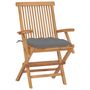 Voir la diapositive 2 : VIDAXL Chaises de jardin avec coussins gris lot de 2 Bois teck massif