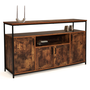 Voir la diapositive 1 : ID MARKET Buffet 4 portes 140 cm DAYTON avec niche effet vieilli design industriel