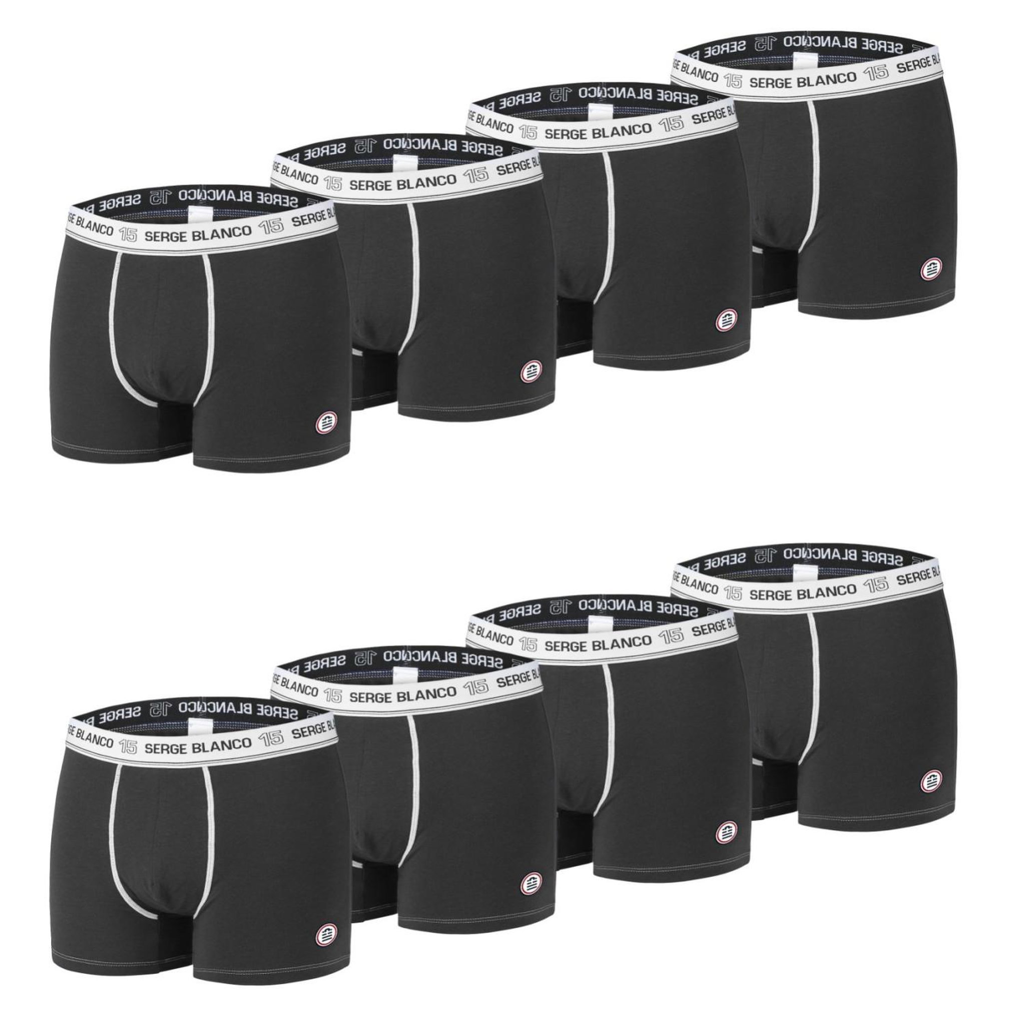 Voir la diapositive 1 : SERGE BLANCO Lot de 8 boxers homme en coton Noir