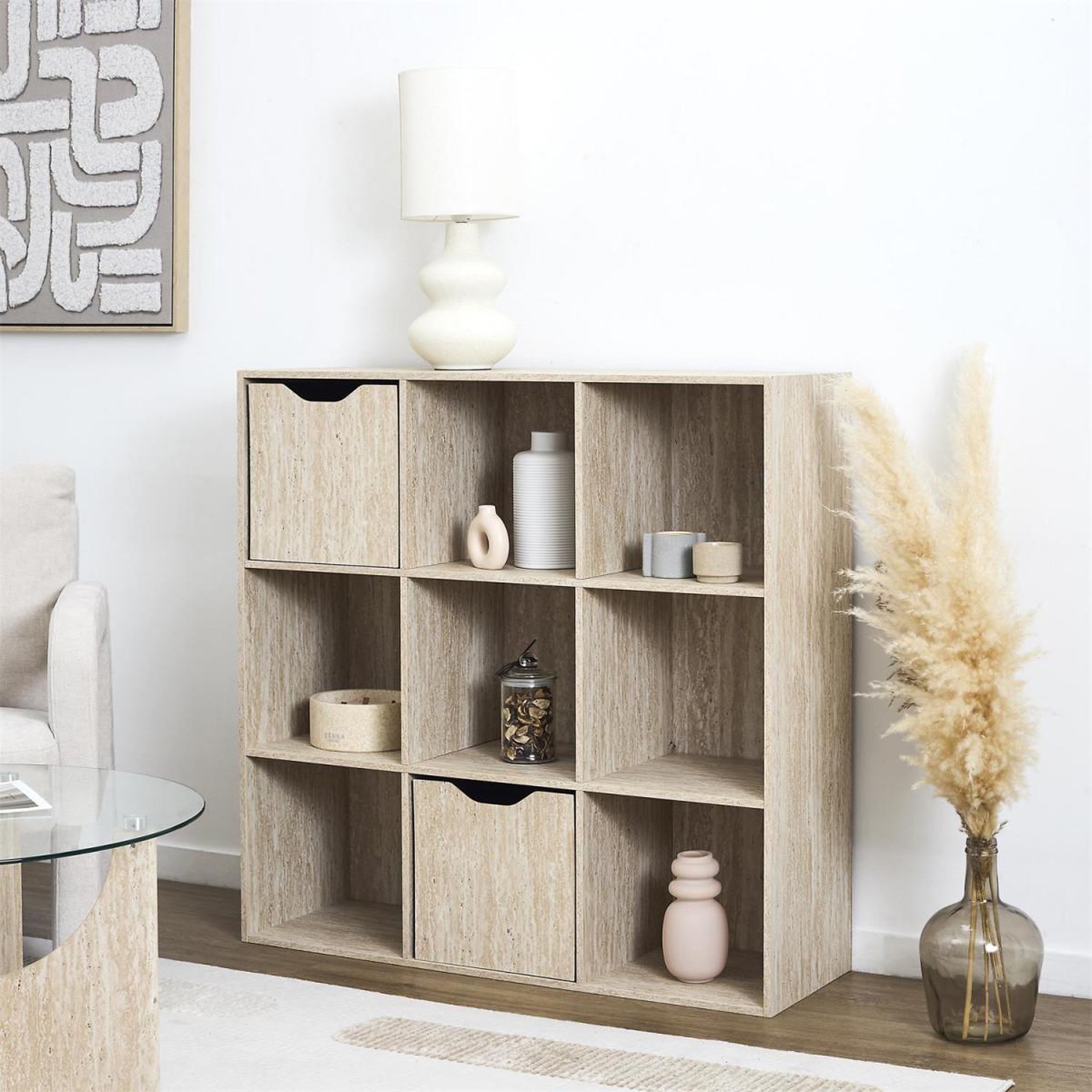 Voir la diapositive 6 : The Home Deco Factory Étagère modulable 9 cases  pietra  99cm beige