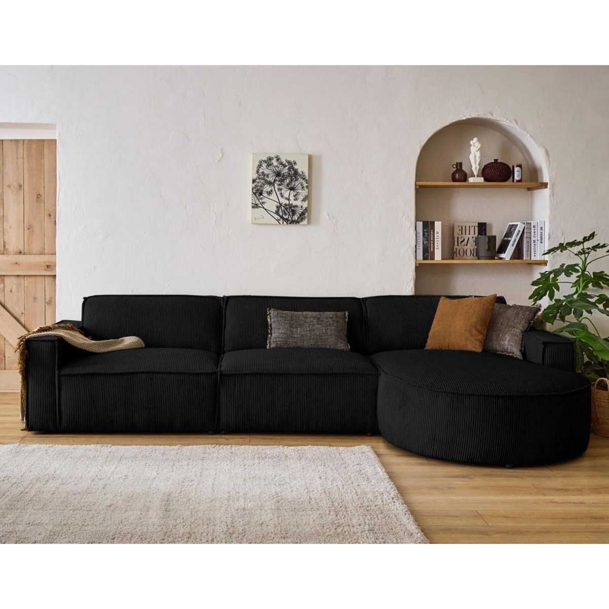 LISA DESIGN Spiaggia - canapé d'angle droit - 5 places - en velours côtelé