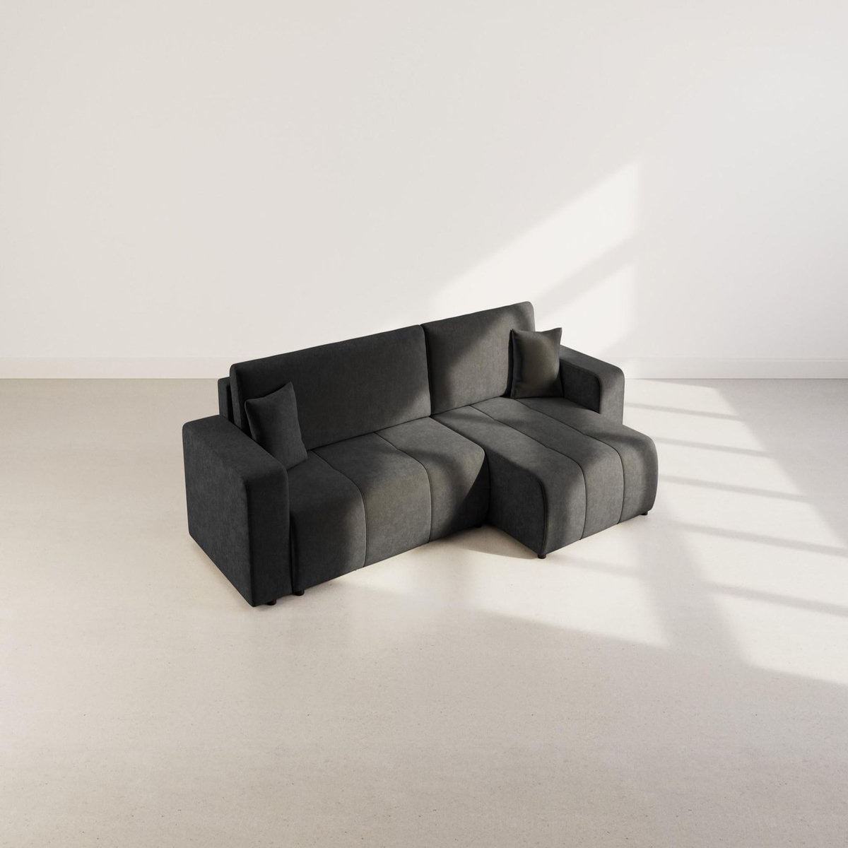 BEST MOBILIER Nicole - canapé d'angle réversible 5 places convertible avec coffre en tissu