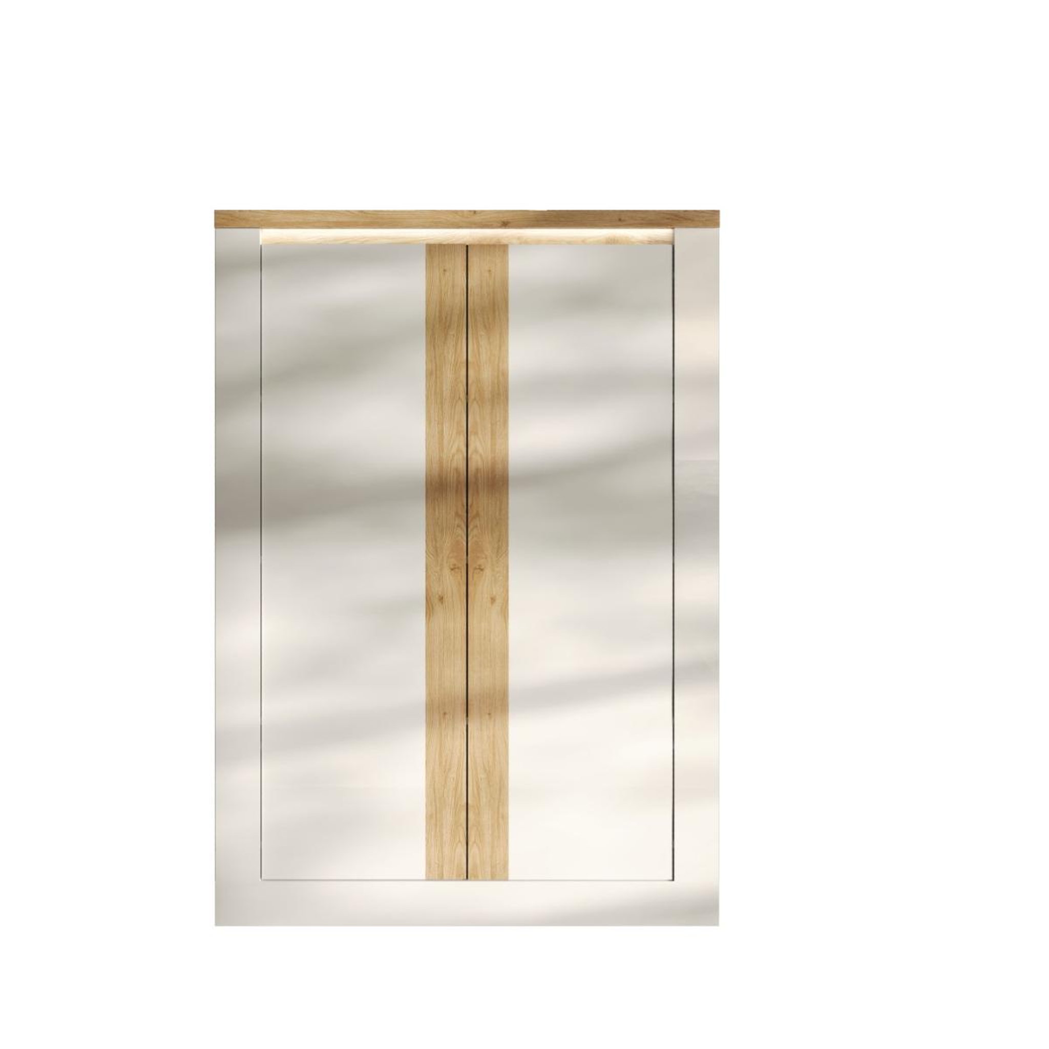 JLC KREATION Argentier-bar moderne laqué blanc et bois + led ARIA