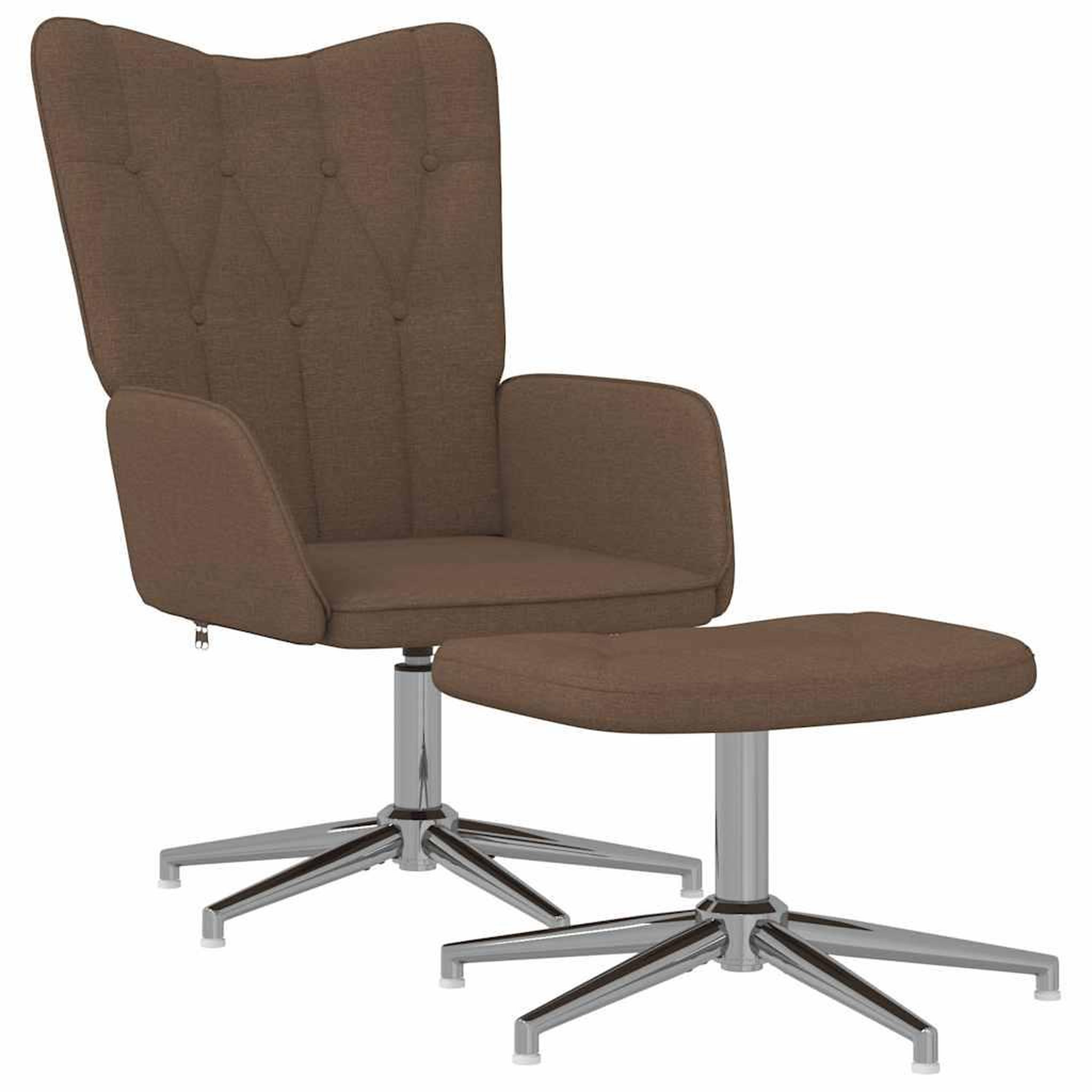 Voir la diapositive 2 : VIDAXL Chaise de relaxation avec tabouret Marron Tissu