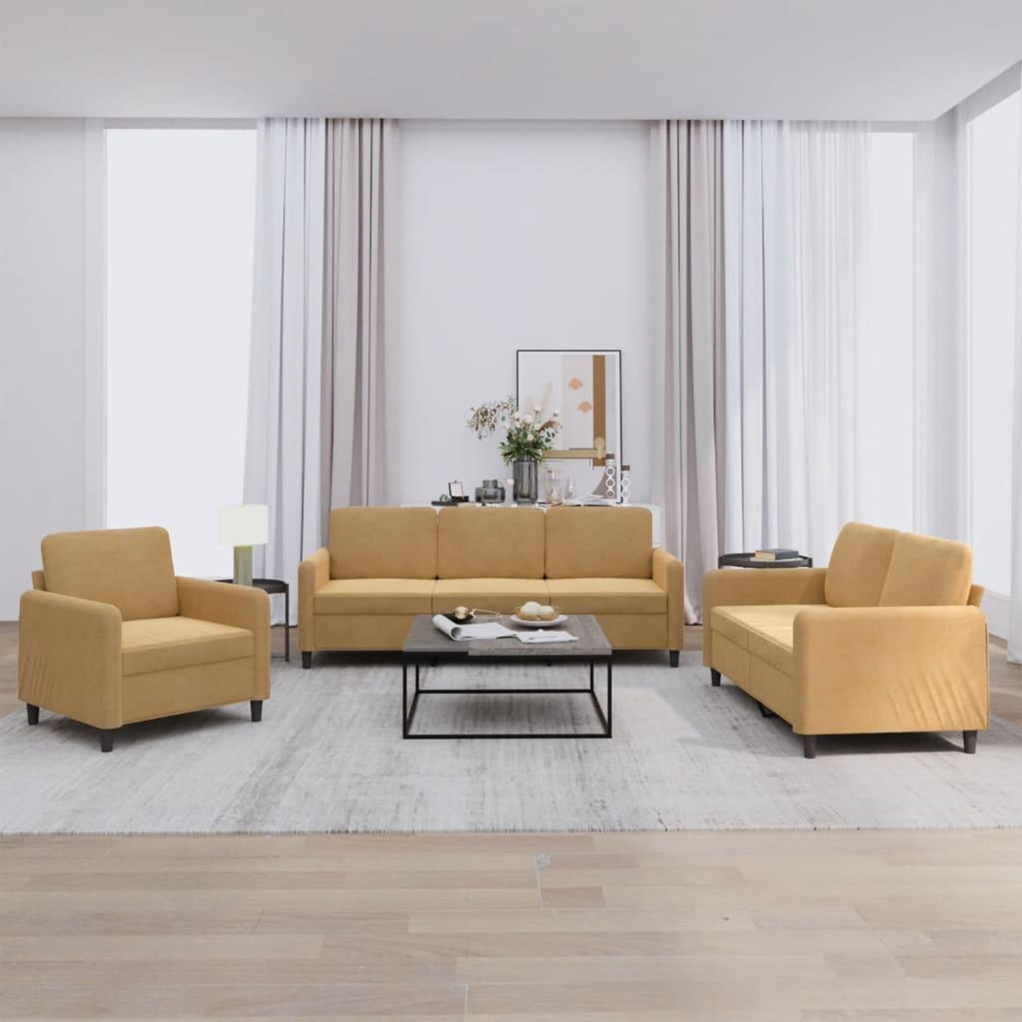 VIDAXL Ensemble de canapes 3 pcs marron velours
