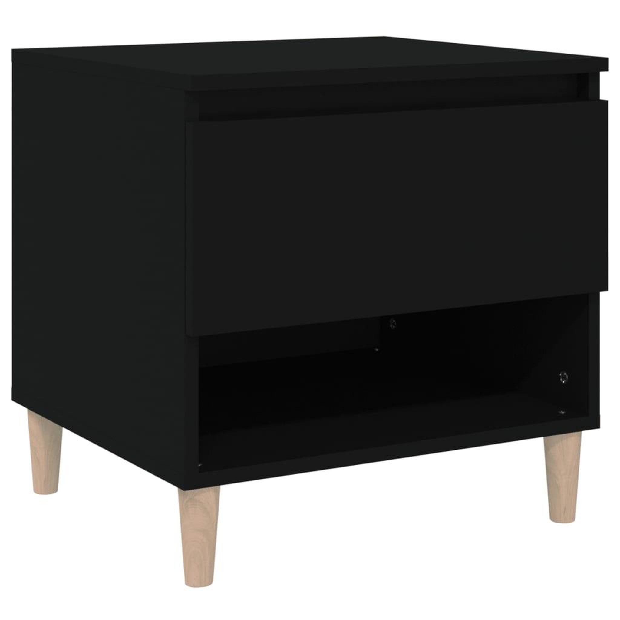 Voir la diapositive 2 : VIDAXL Table de chevet Noir 50x46x50 cm Bois d'ingenierie
