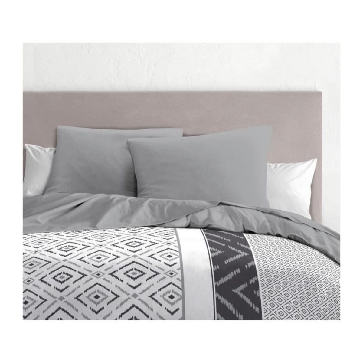 HOME LINGE PASSION Lot de 2 taies d'oreiller - HOME LINGE PASSION - 63 x 63 cm - Gris clair