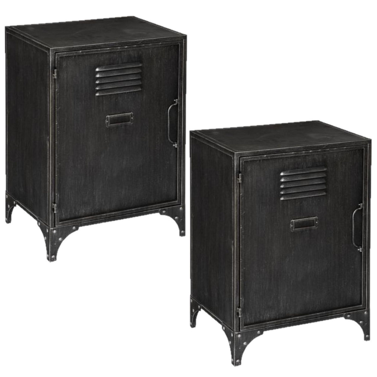 TOILINUX Lot de 2 Tables de chevet 1 porte Sevin - Gris anthracite