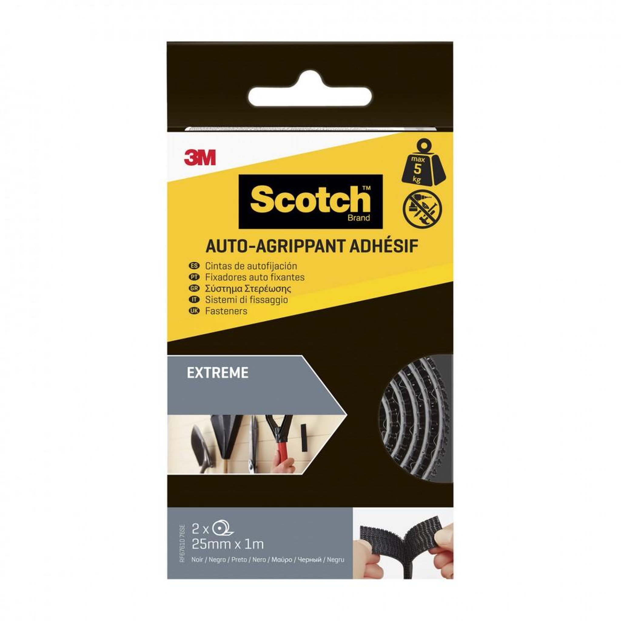 CENTRALE BRICO 2 rubans agrippant adhésifs noir SCOTCH L.100 x l.25 mm