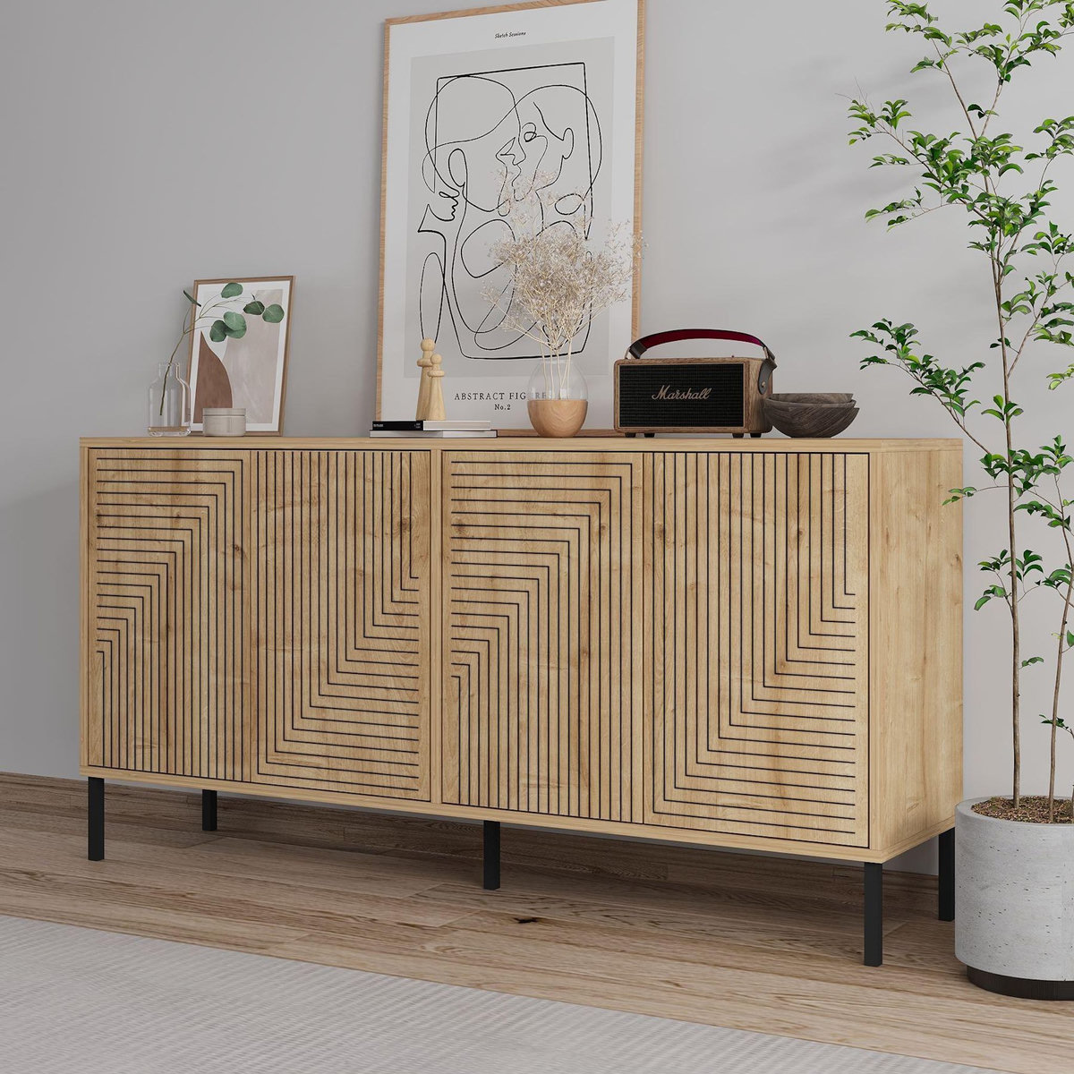 Habitat et Jardin Buffet en bois  Evolet  - 150 x 36 x 75 cm - Beige