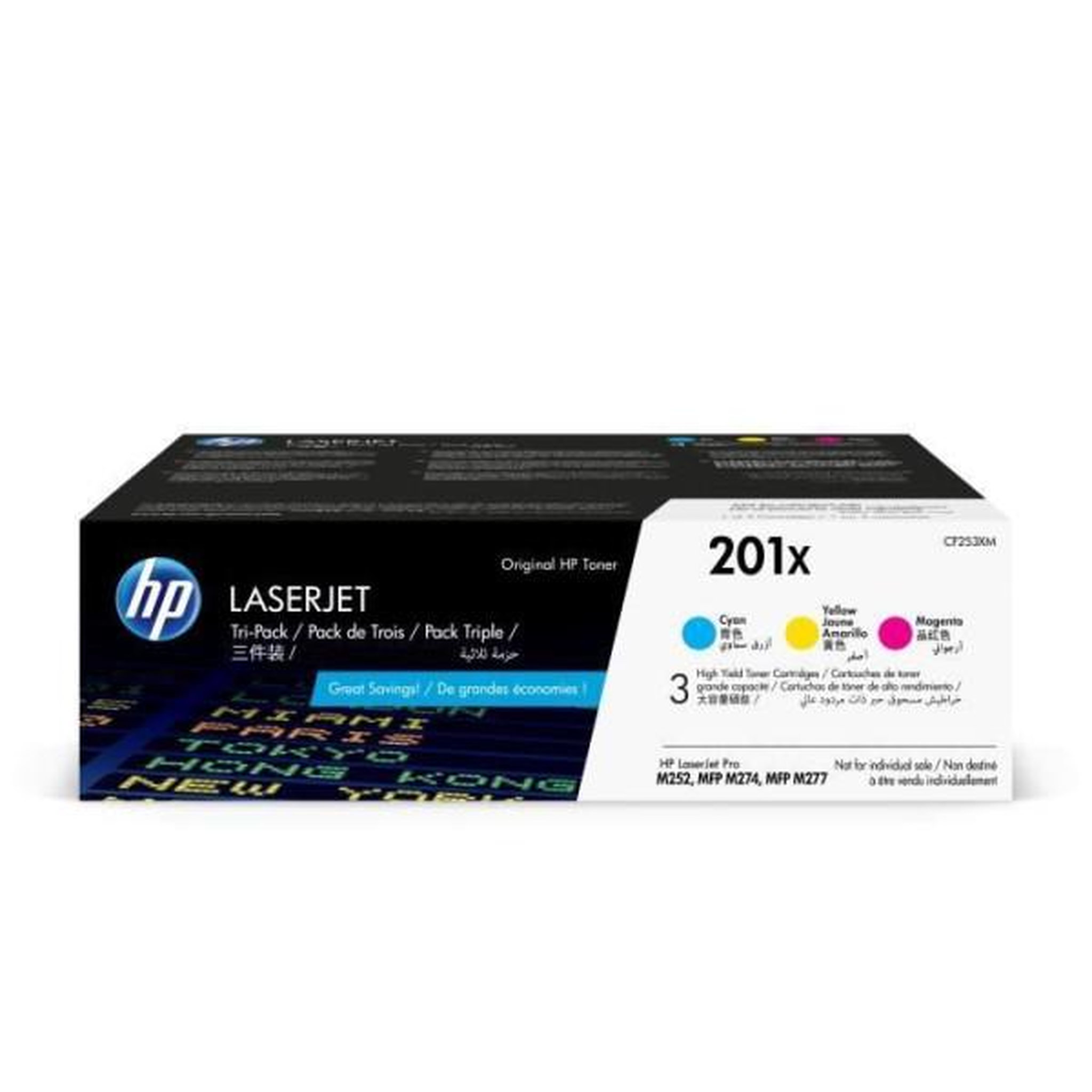 HP Cartouches de toner HP 201X - Pack de 3 couleurs grande capacité authentiques pour Color LJ Pro M252/M274/M277