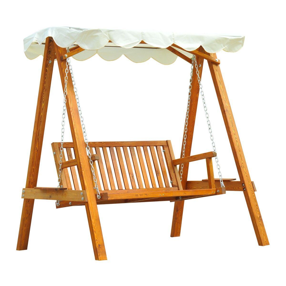 HOMCOM Balancelle balancoire hamac banc fauteuil de jardin bois de pin 2  places charge max. 300kg pas cher 
