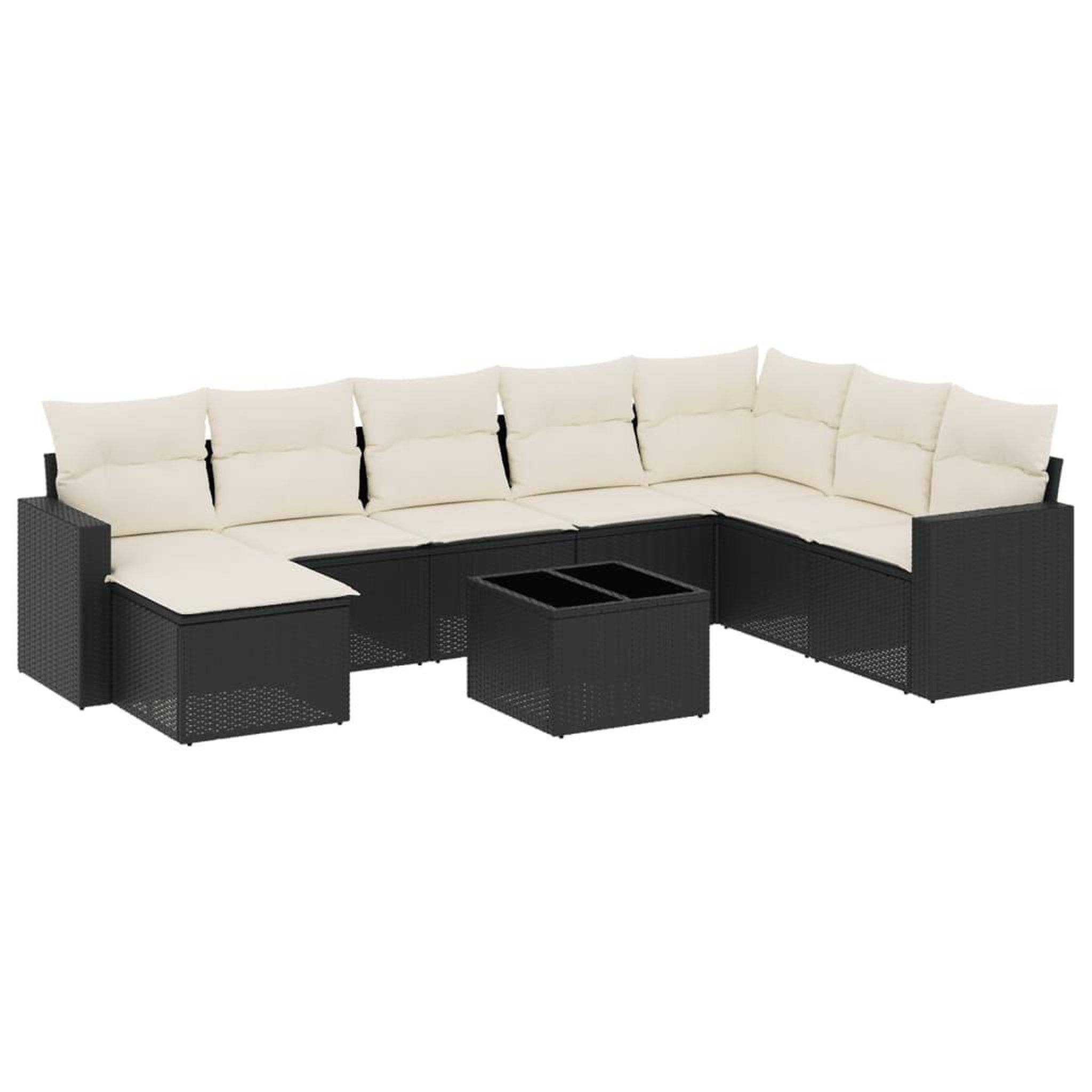 Voir la diapositive 2 : VIDAXL Salon de jardin 9 pcs avec coussins noir resine tressee
