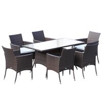 Ensemble salon de jardin 6 personnes grande table rectangulaire pliable + 6 chaises  pliantes métal résine tressée PS chocolat - La Poste