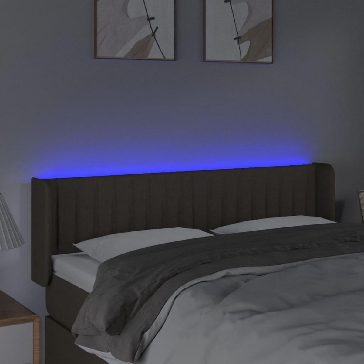 VIDAXL Tete de lit a LED Taupe 147x16x78/88 cm Tissu