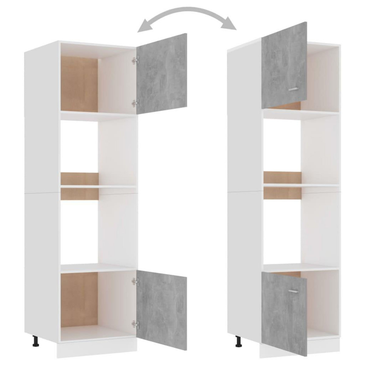 VIDAXL Armoire a micro-ondes Gris beton 60x57x207 cm Bois d'ingenierie