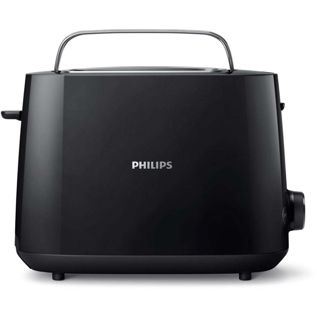 Philips Grille-pain HD2581/90 Toaster noir Daily, 2 fentes, 830W